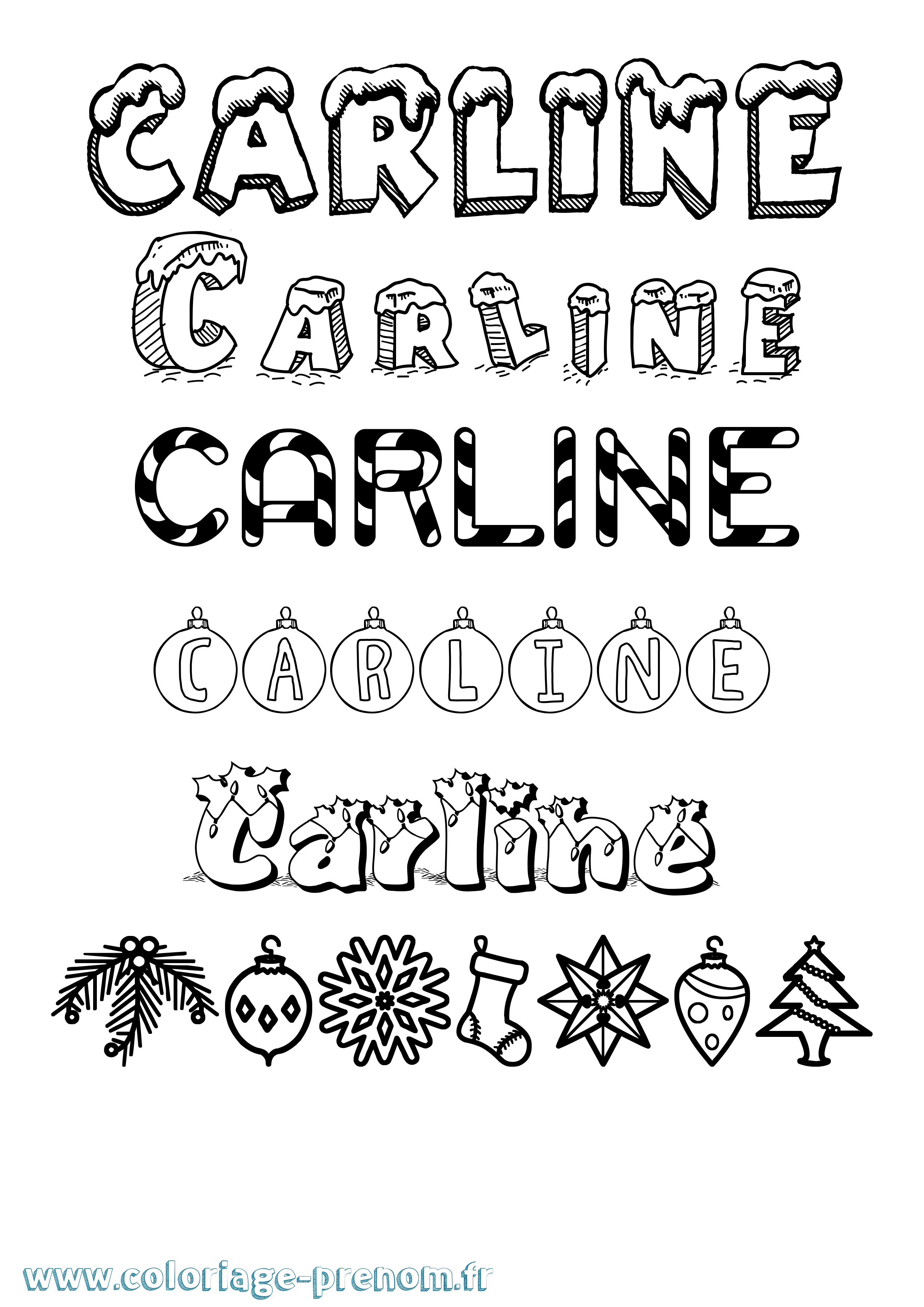 Coloriage Carline Noël Coloriage prénom Carline Noël