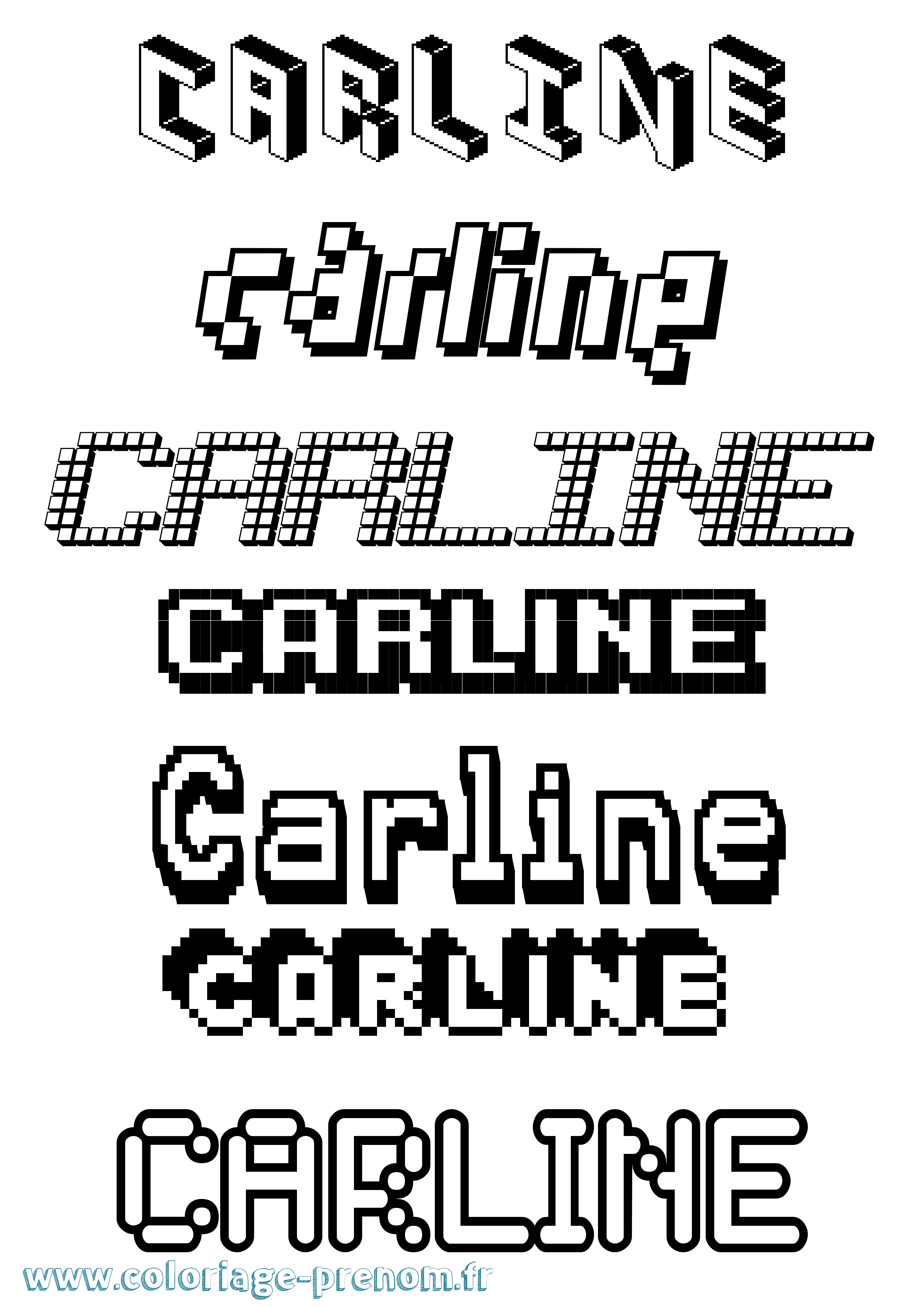Coloriage Carline Pixel Coloriage prénom Carline Pixel