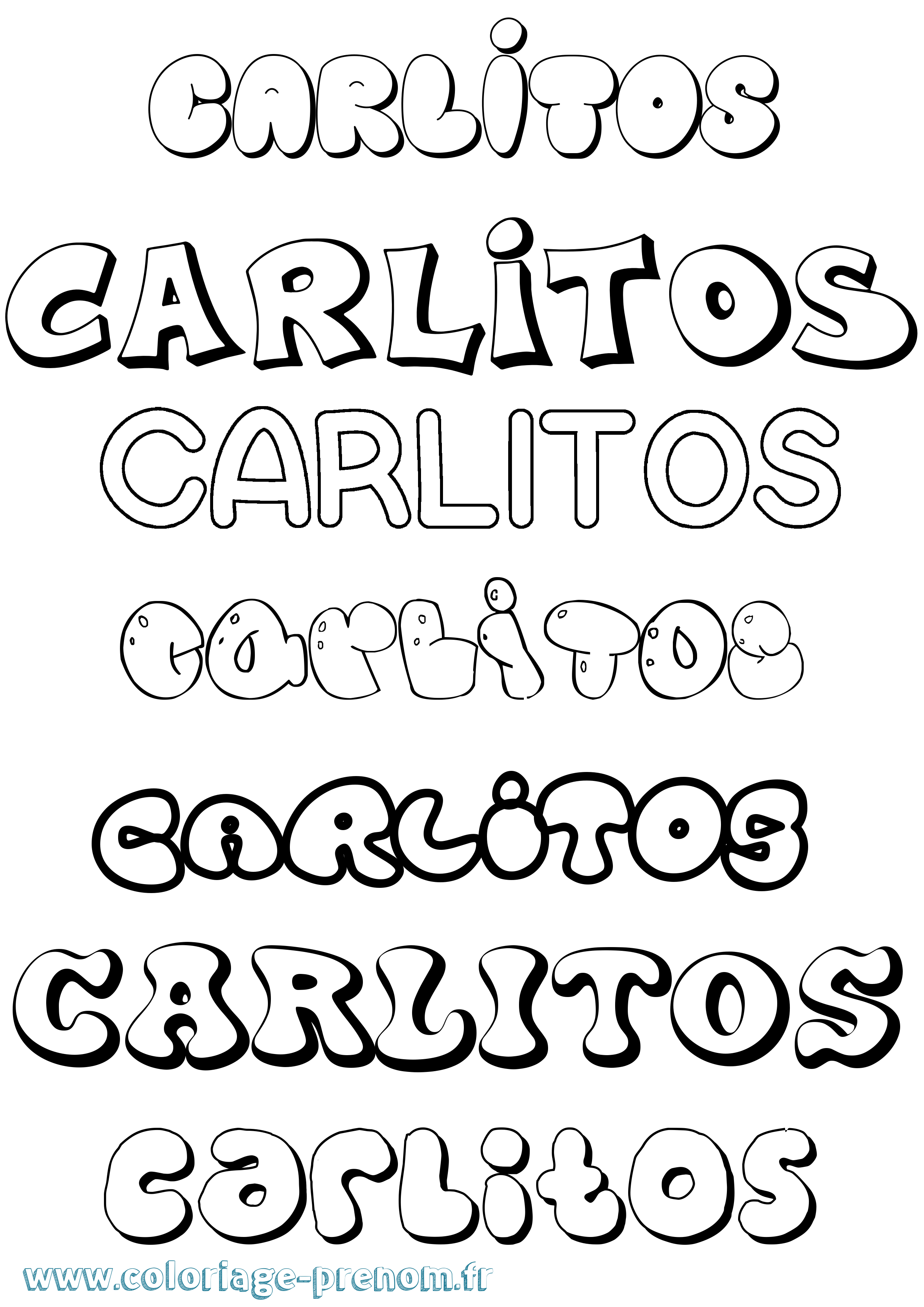 Coloriage prénom Carlitos Bubble