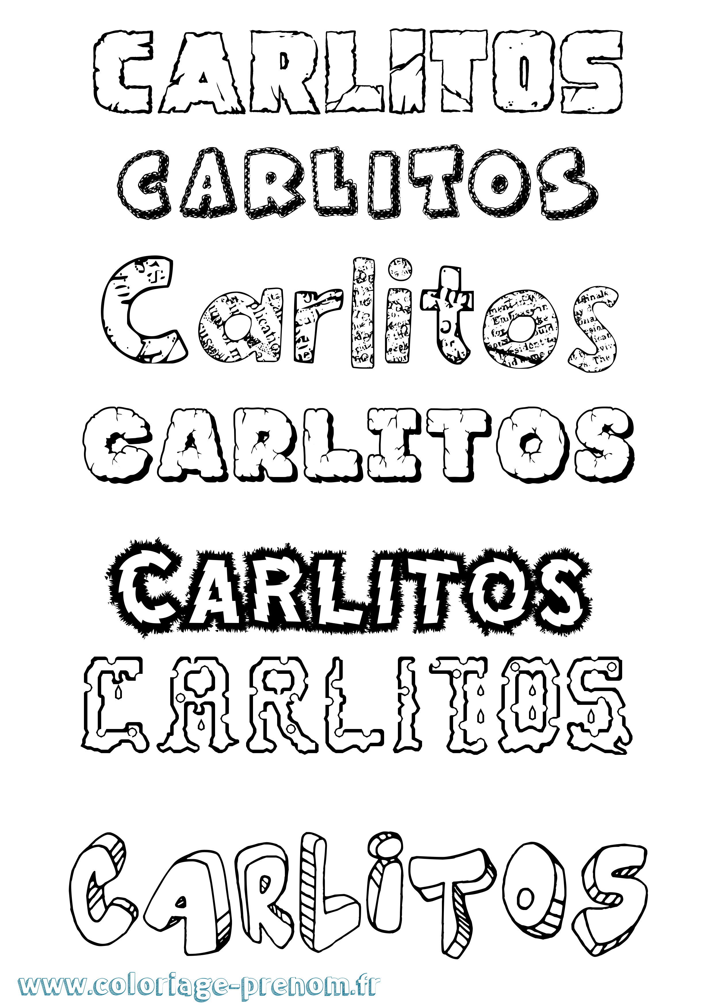 Coloriage prénom Carlitos Destructuré