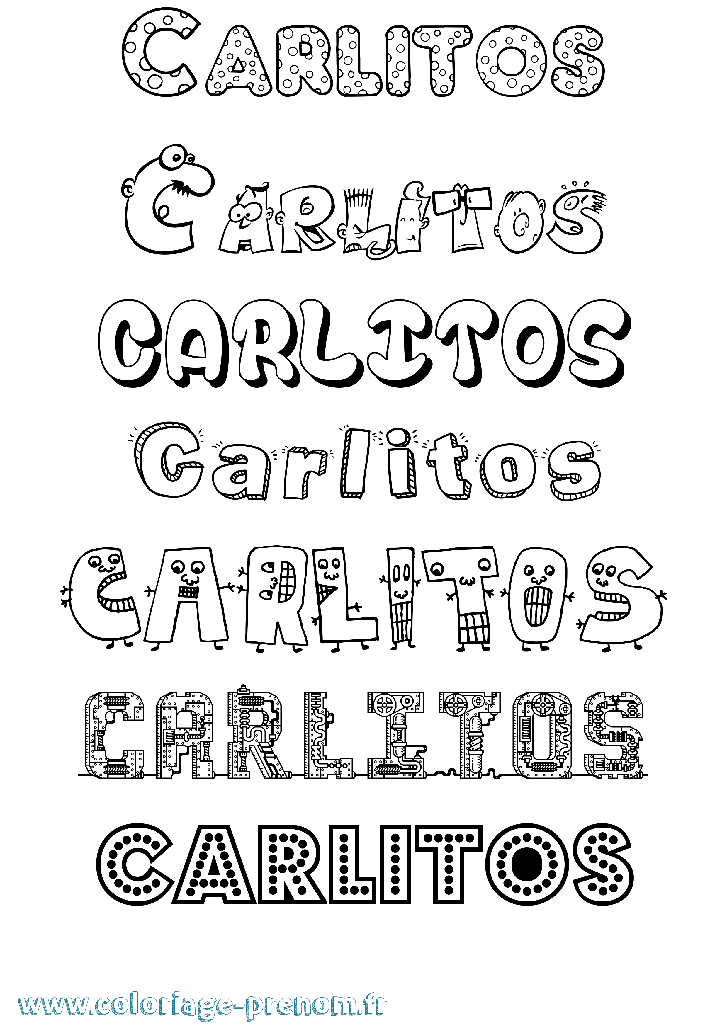 Coloriage prénom Carlitos Fun