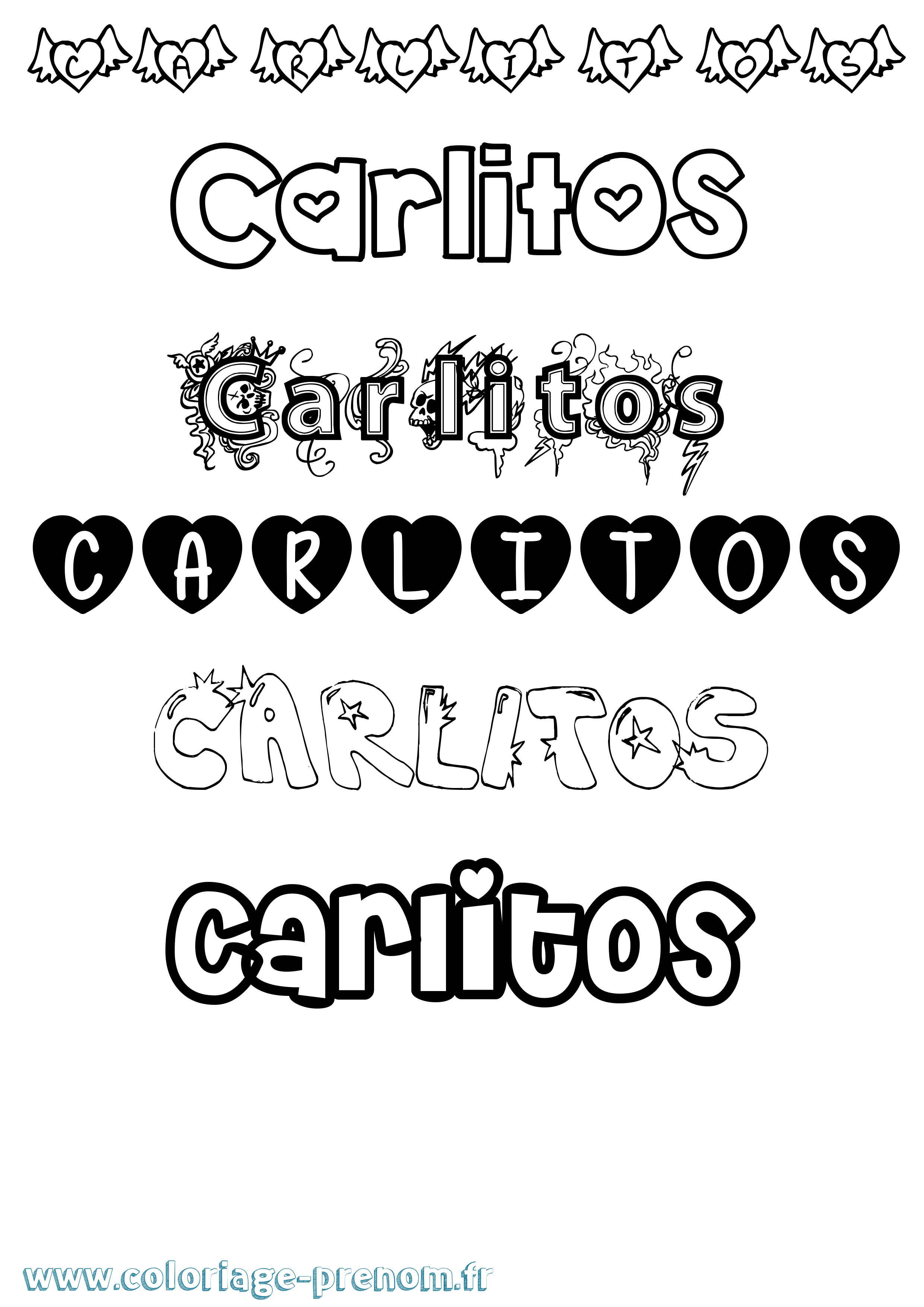 Coloriage prénom Carlitos Girly