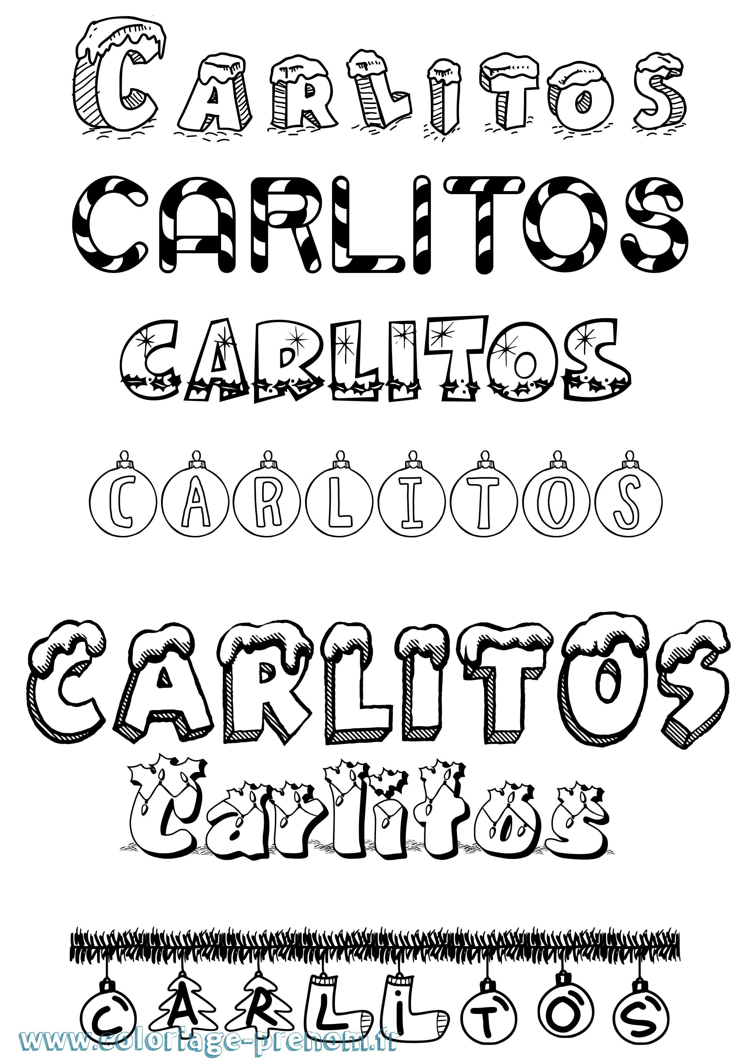Coloriage prénom Carlitos Noël