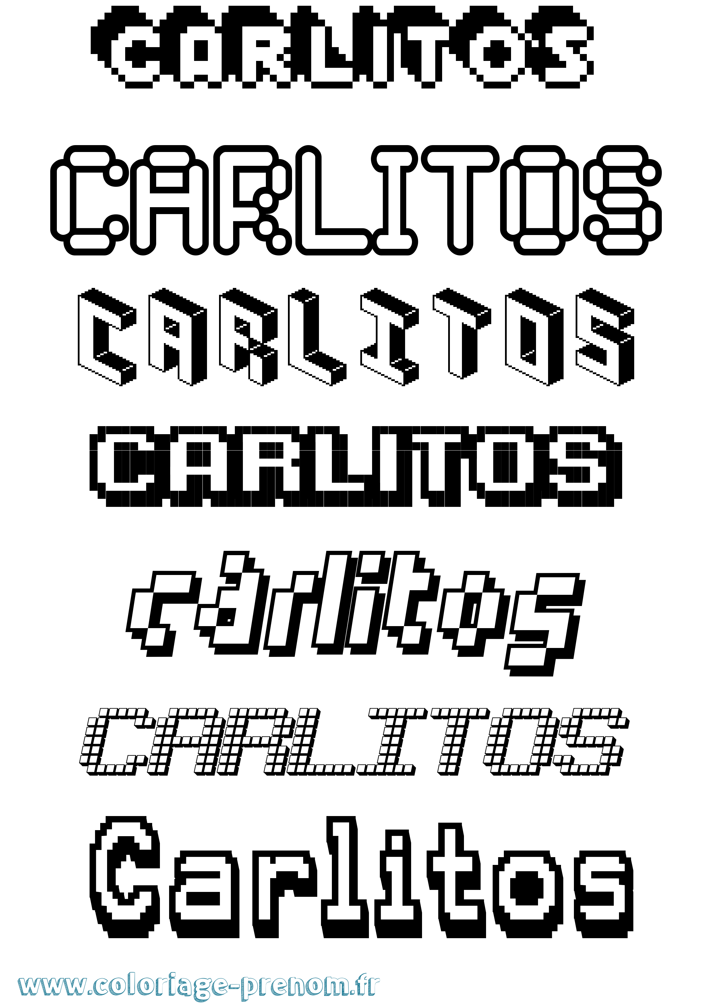 Coloriage prénom Carlitos Pixel