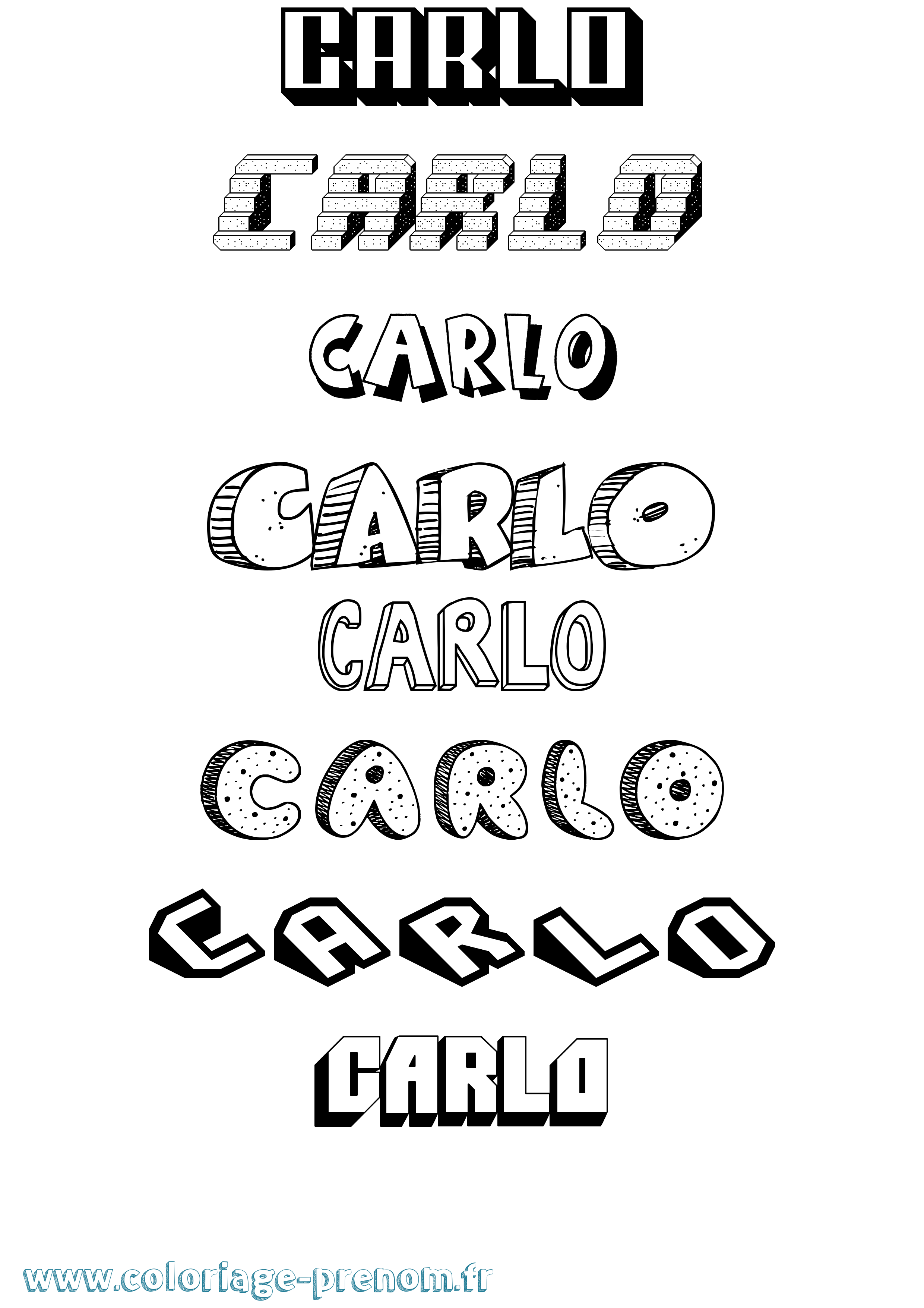Coloriage prénom Carlo Effet 3D