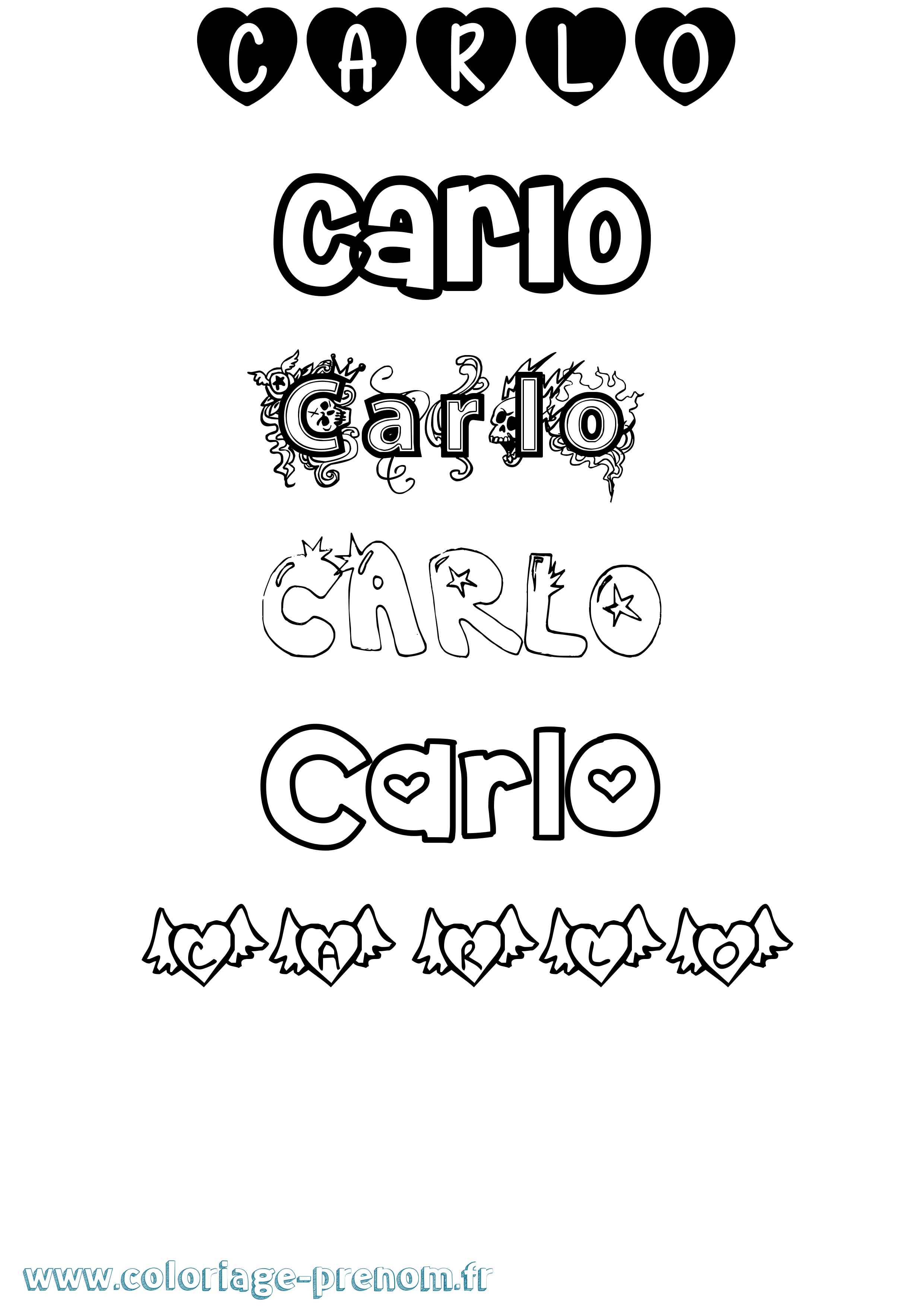 Coloriage prénom Carlo Girly