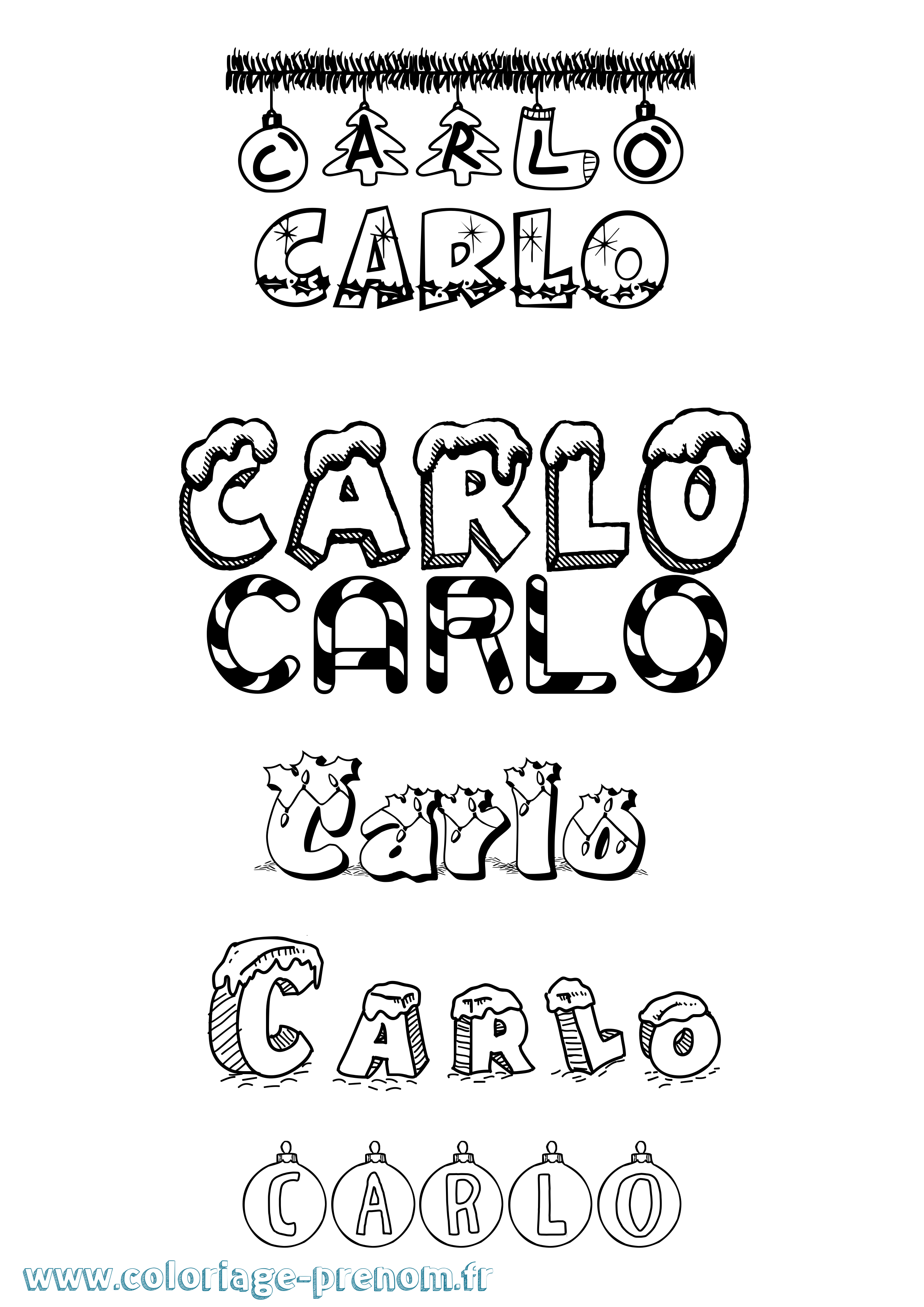 Coloriage prénom Carlo Noël