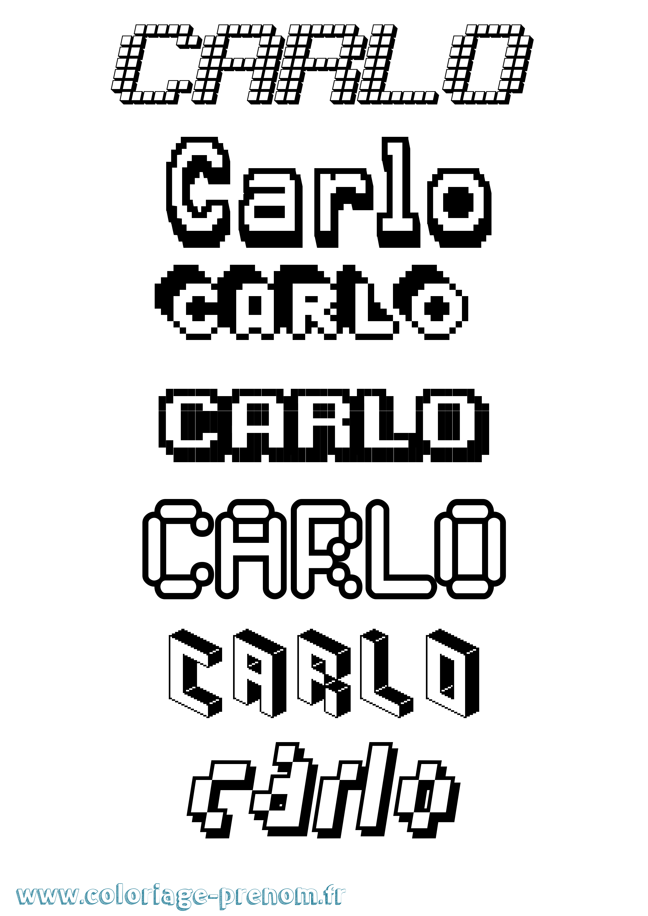 Coloriage prénom Carlo Pixel