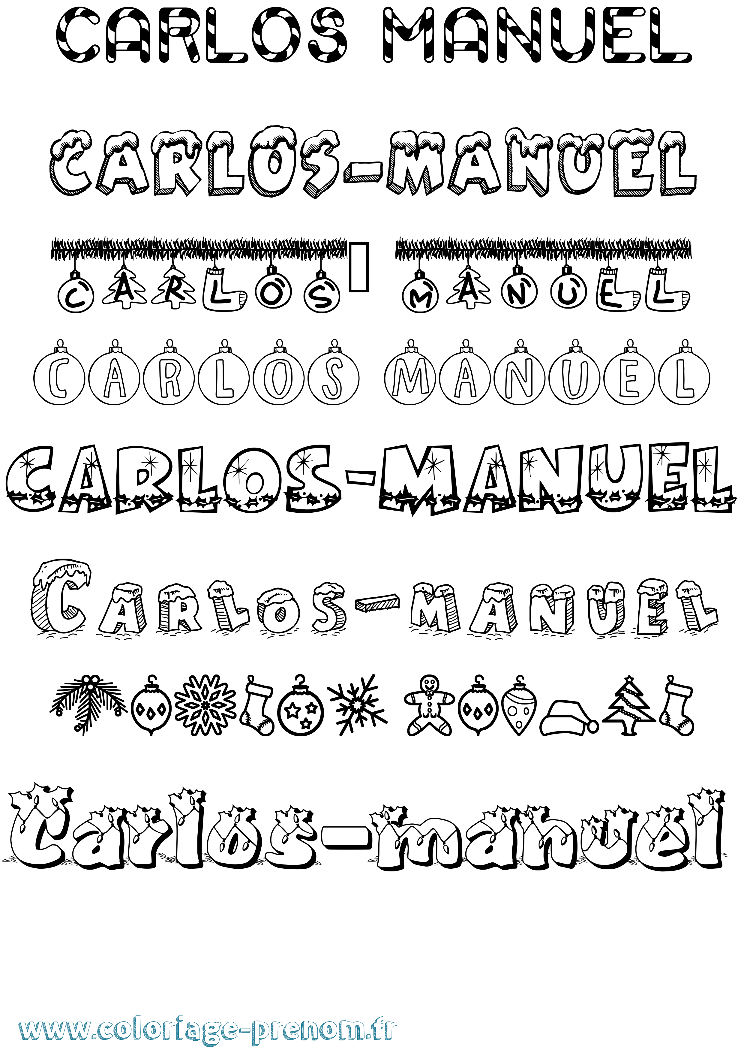 Coloriage prénom Carlos-Manuel Noël