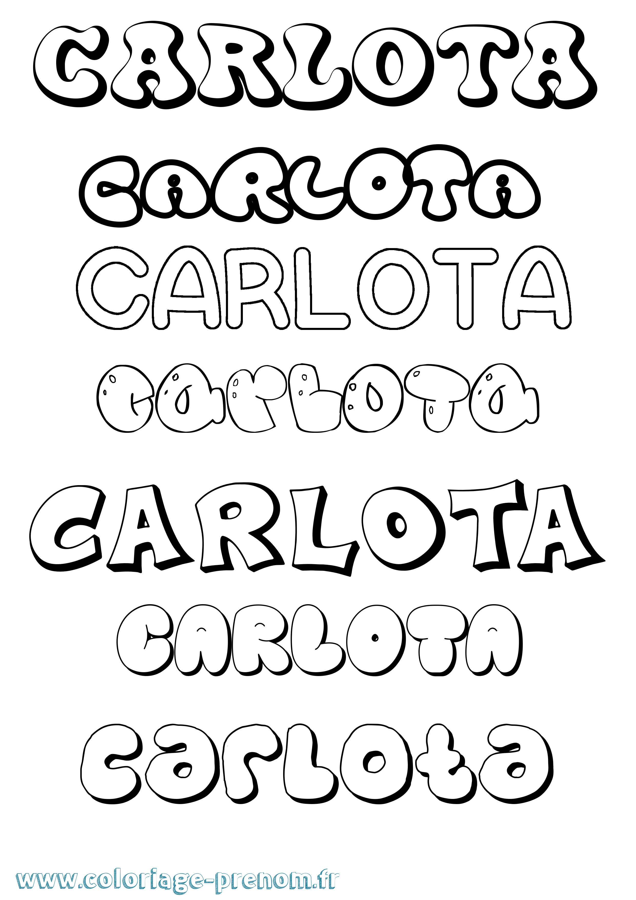 Coloriage prénom Carlota Bubble