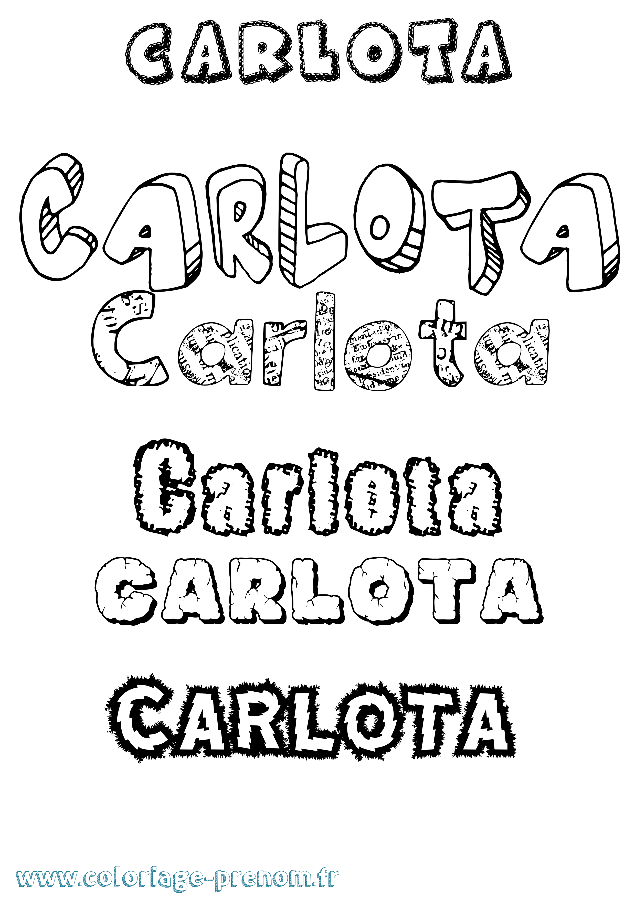 Coloriage prénom Carlota Destructuré