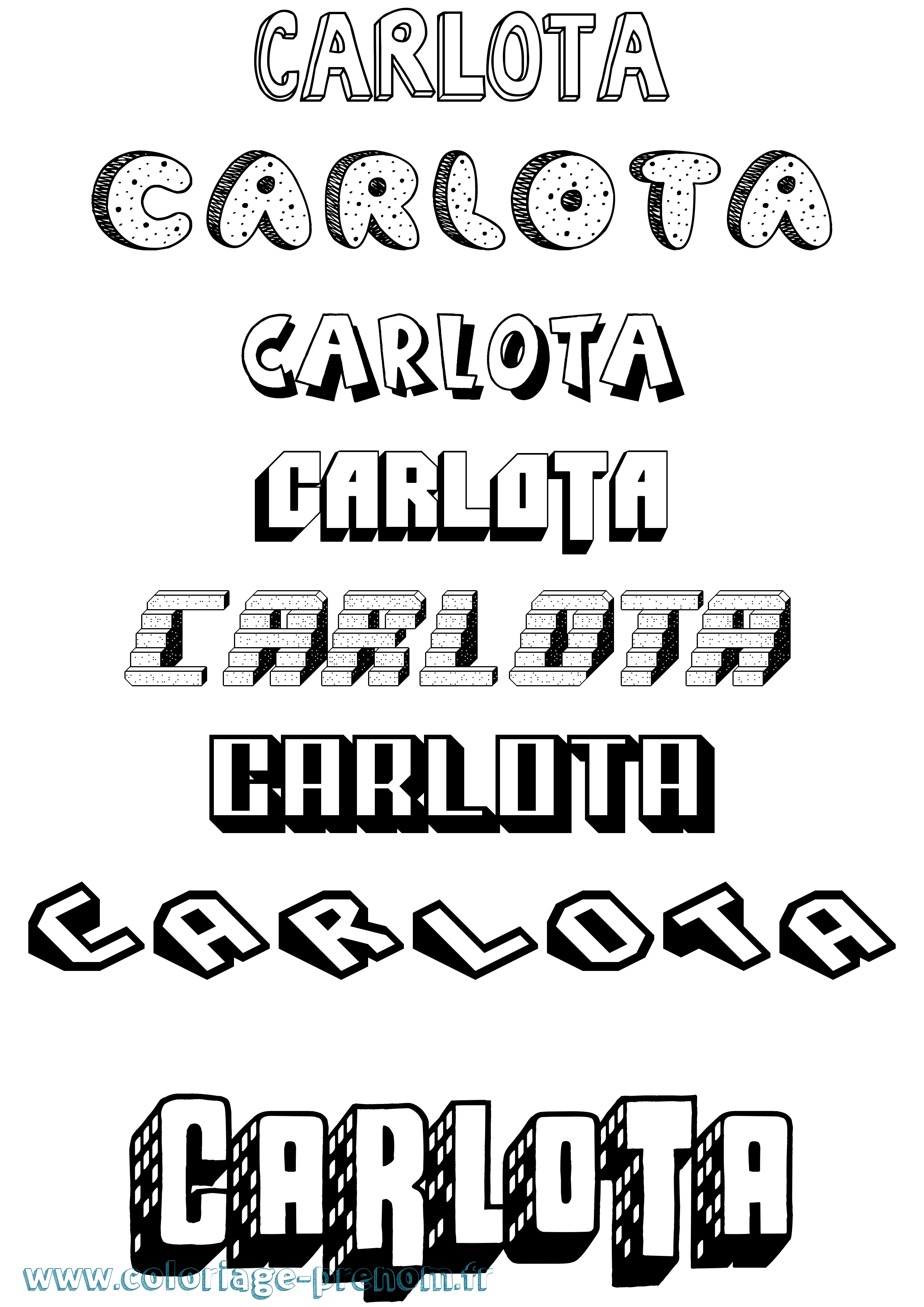 Coloriage prénom Carlota Effet 3D