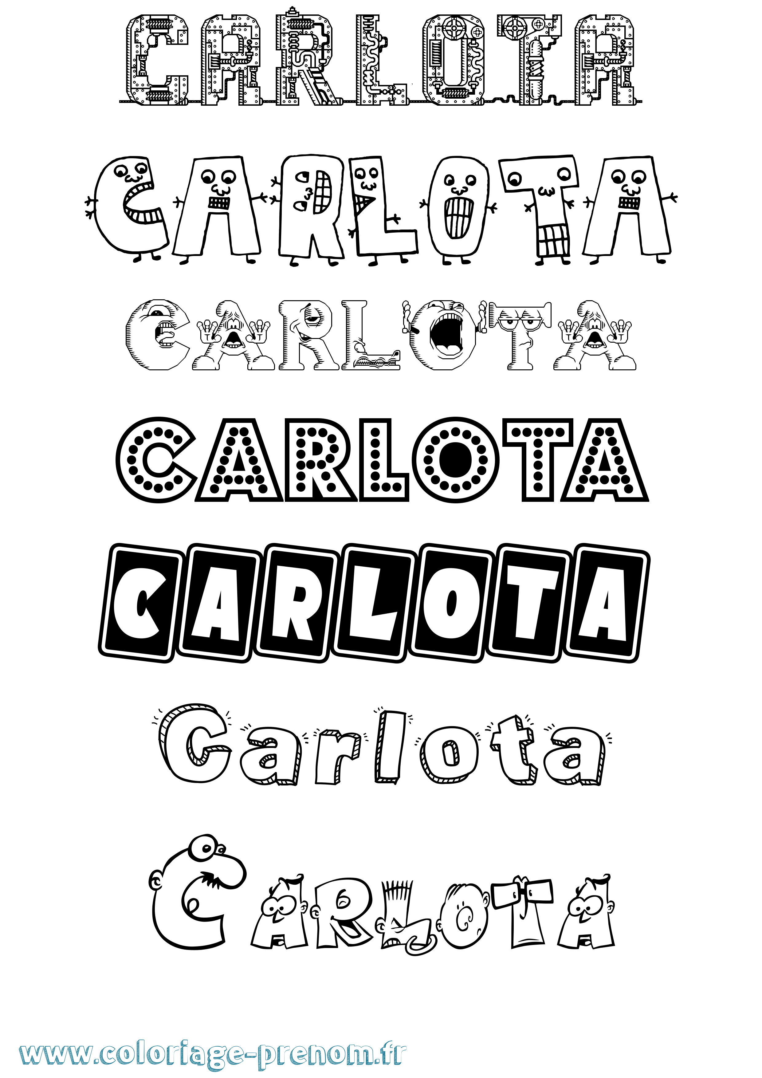 Coloriage prénom Carlota Fun
