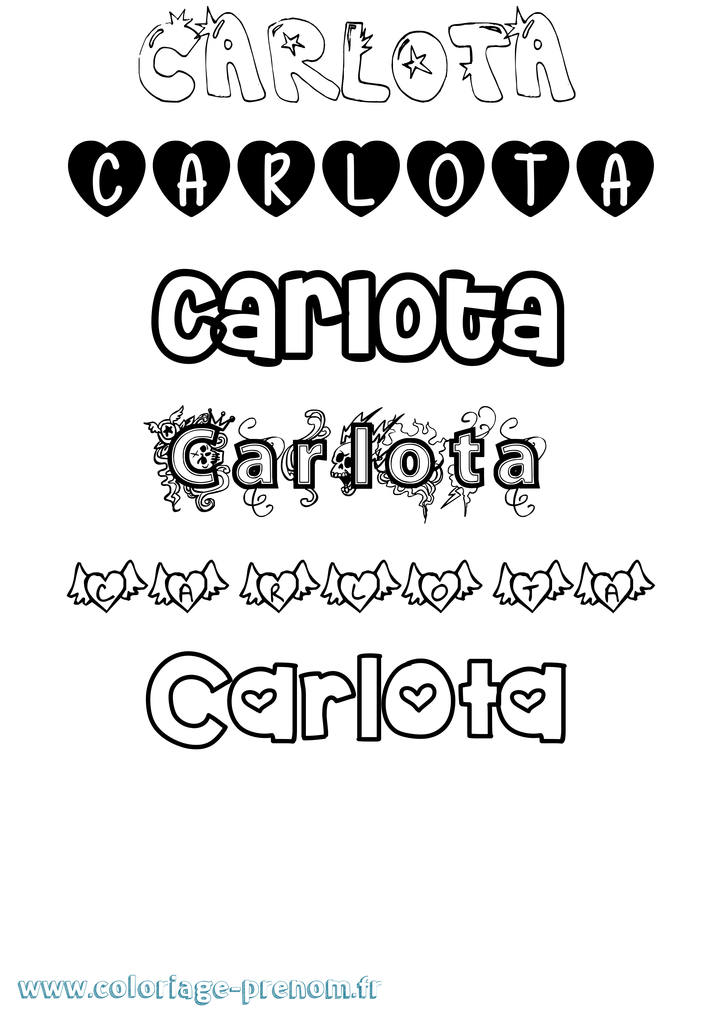 Coloriage prénom Carlota Girly