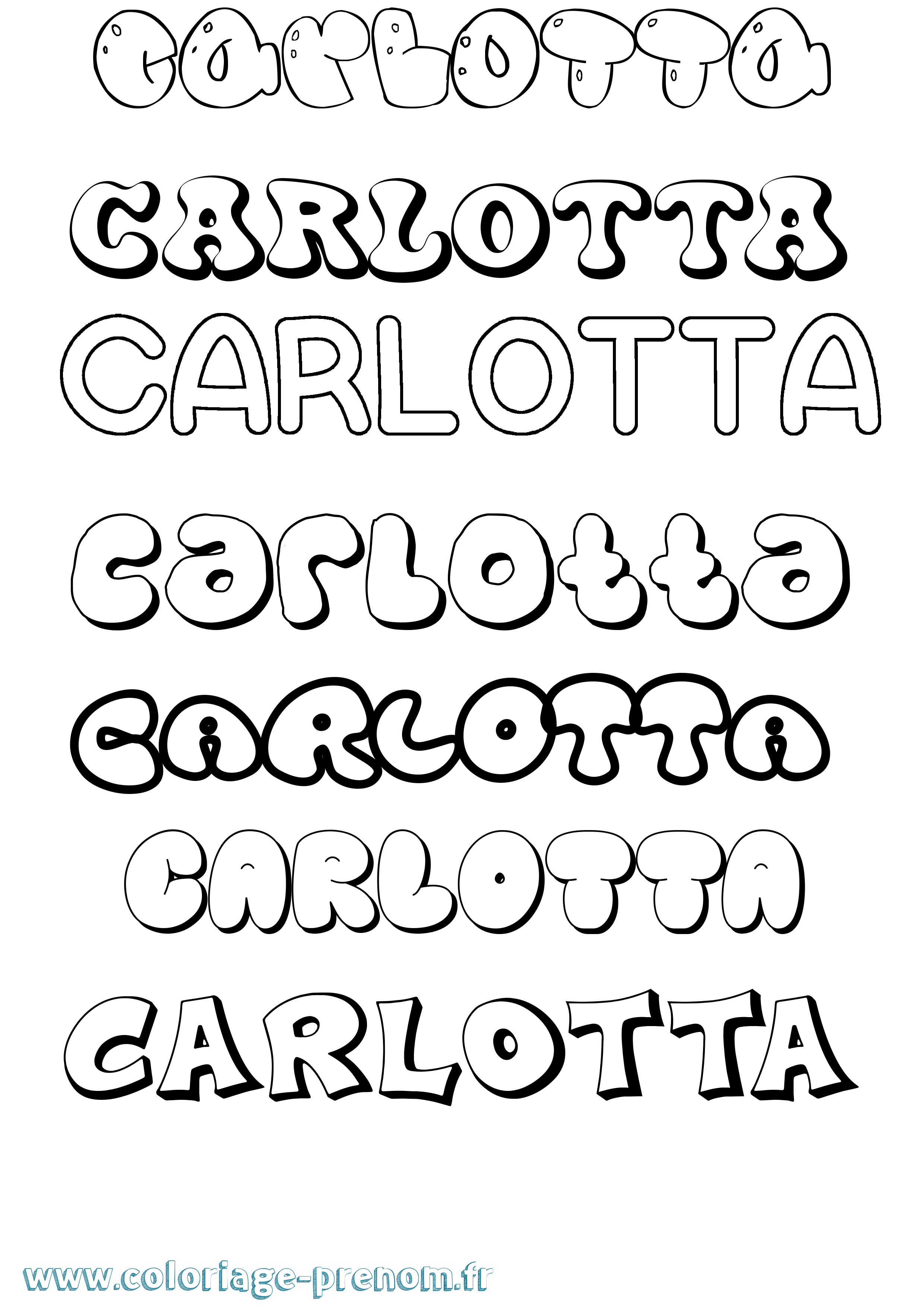Coloriage prénom Carlotta Bubble