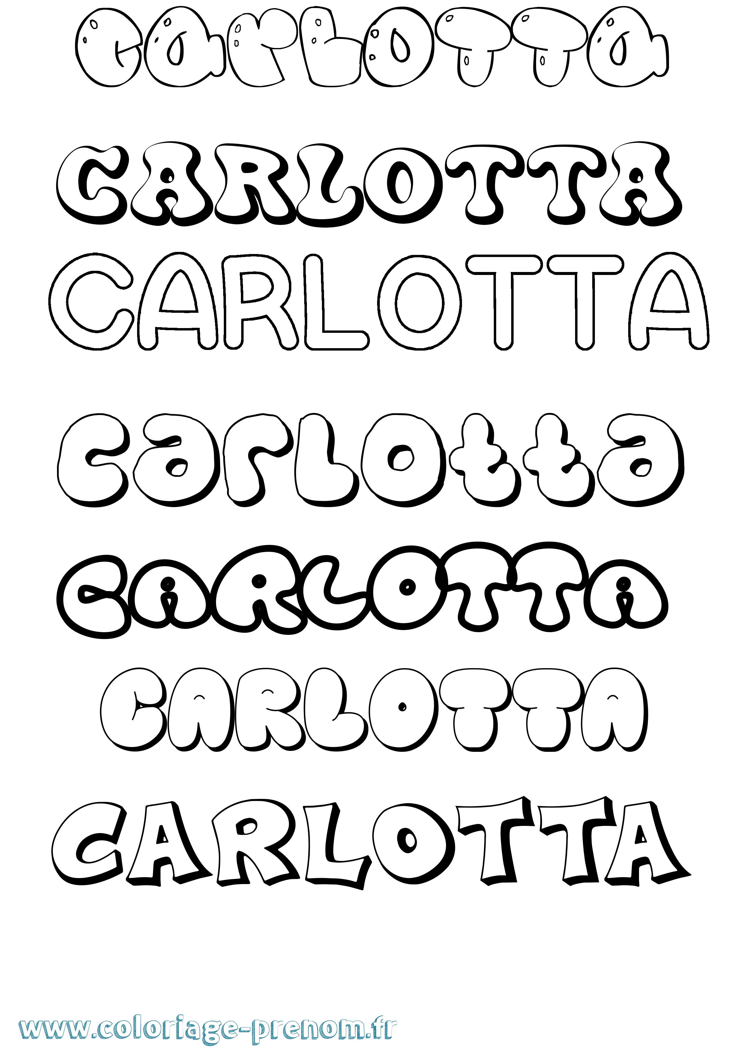 Coloriage Carlotta Bubble Coloriage prénom Carlotta Bubble