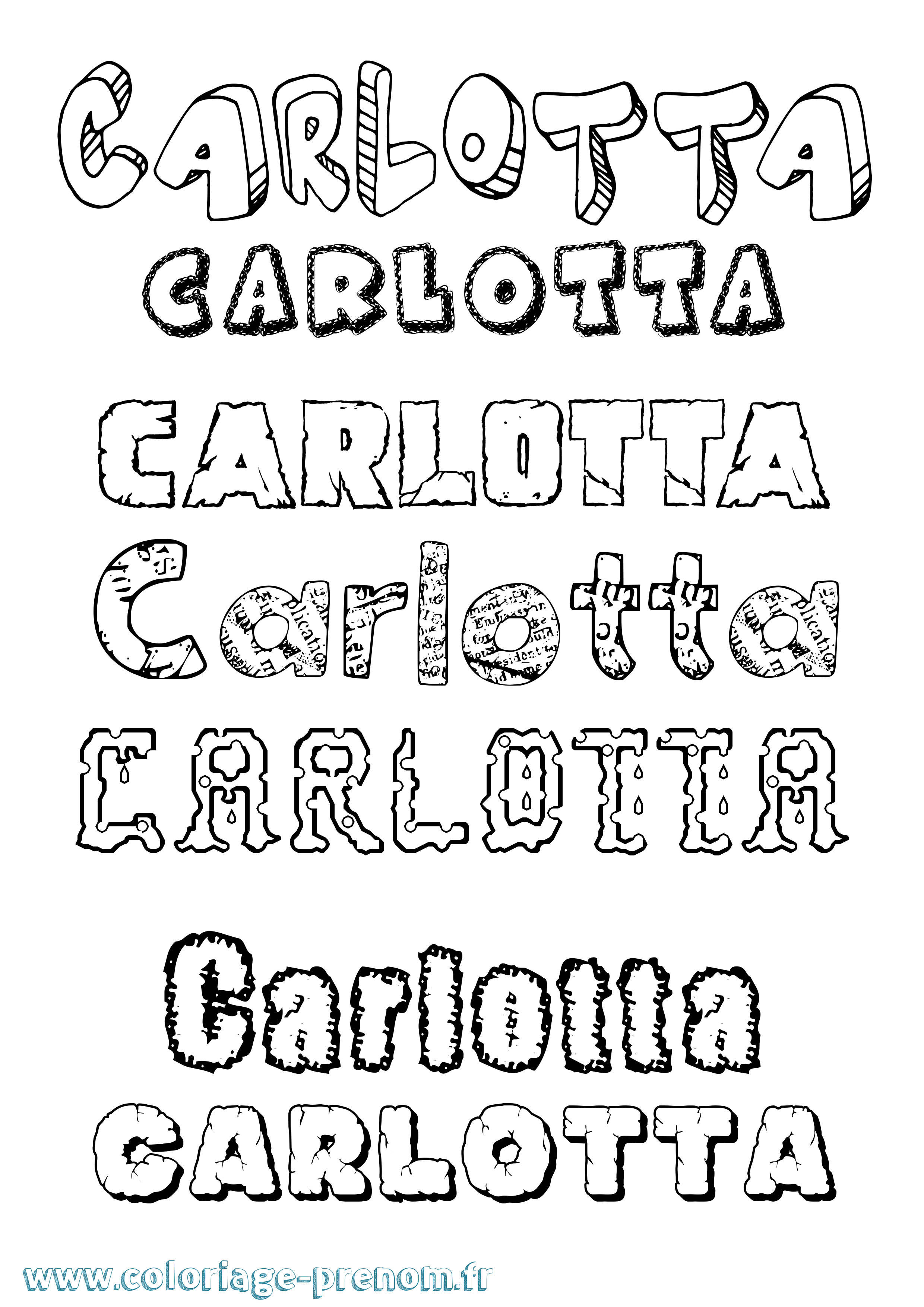 Coloriage prénom Carlotta Destructuré