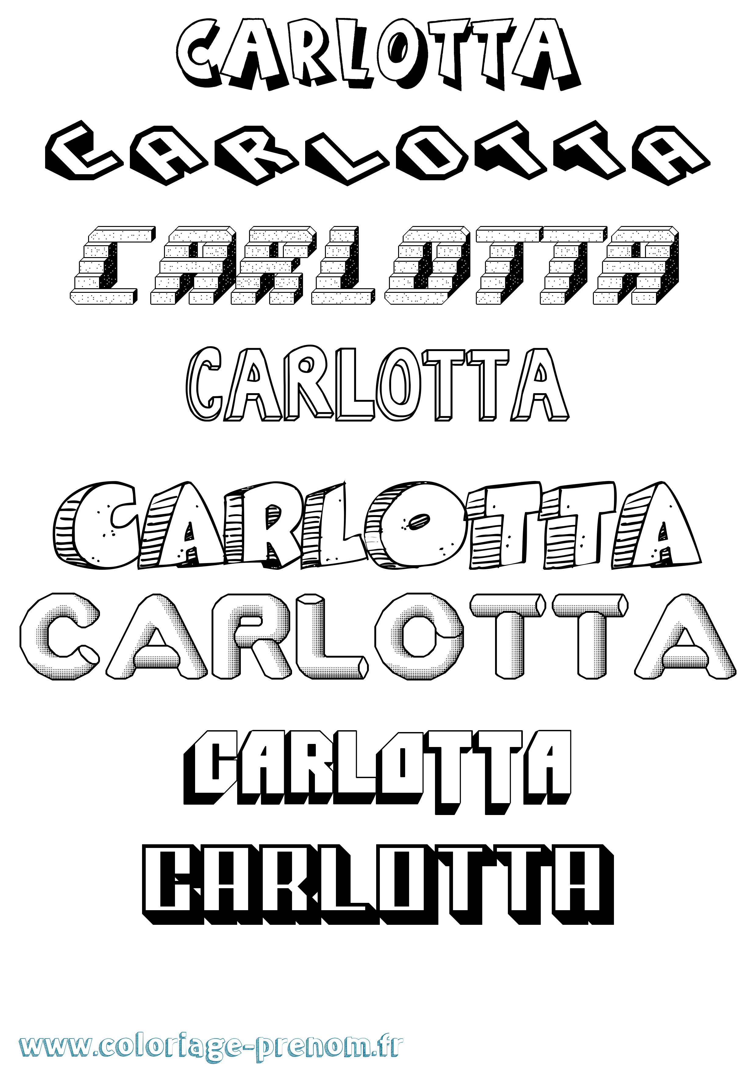 Coloriage Carlotta Effet 3D Coloriage prénom Carlotta Effet 3D