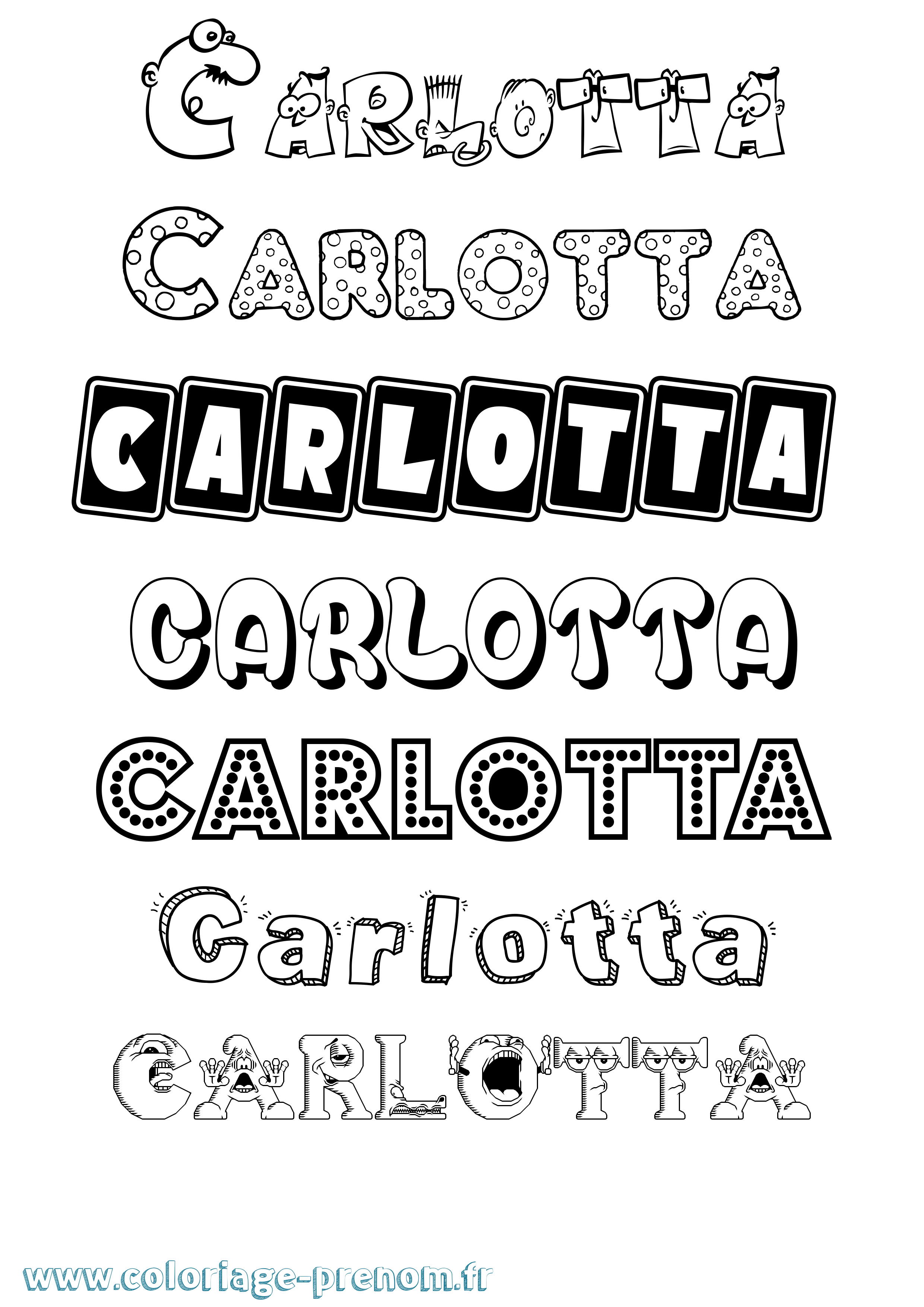 Coloriage prénom Carlotta Fun