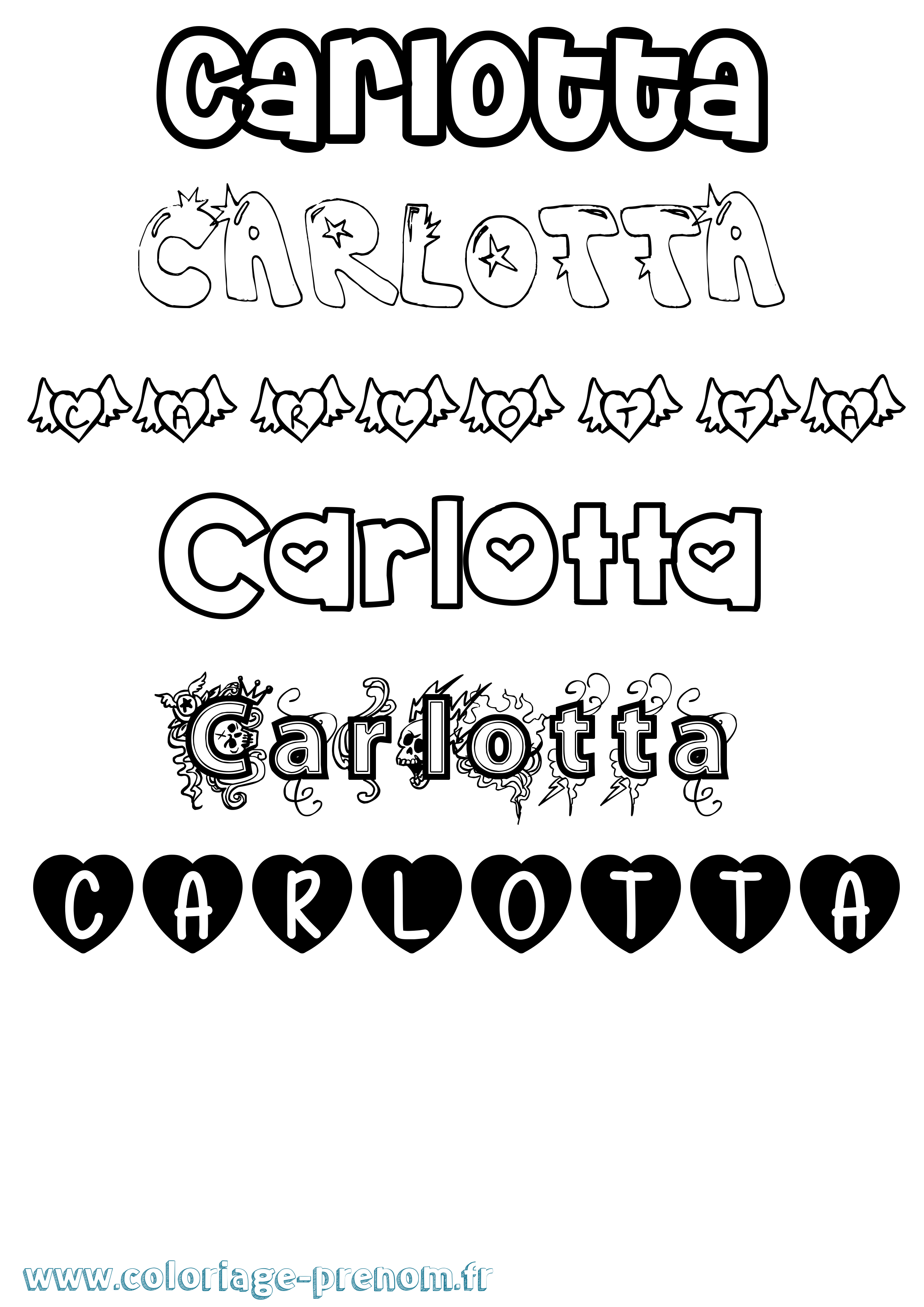Coloriage Carlotta Girly Coloriage prénom Carlotta Girly