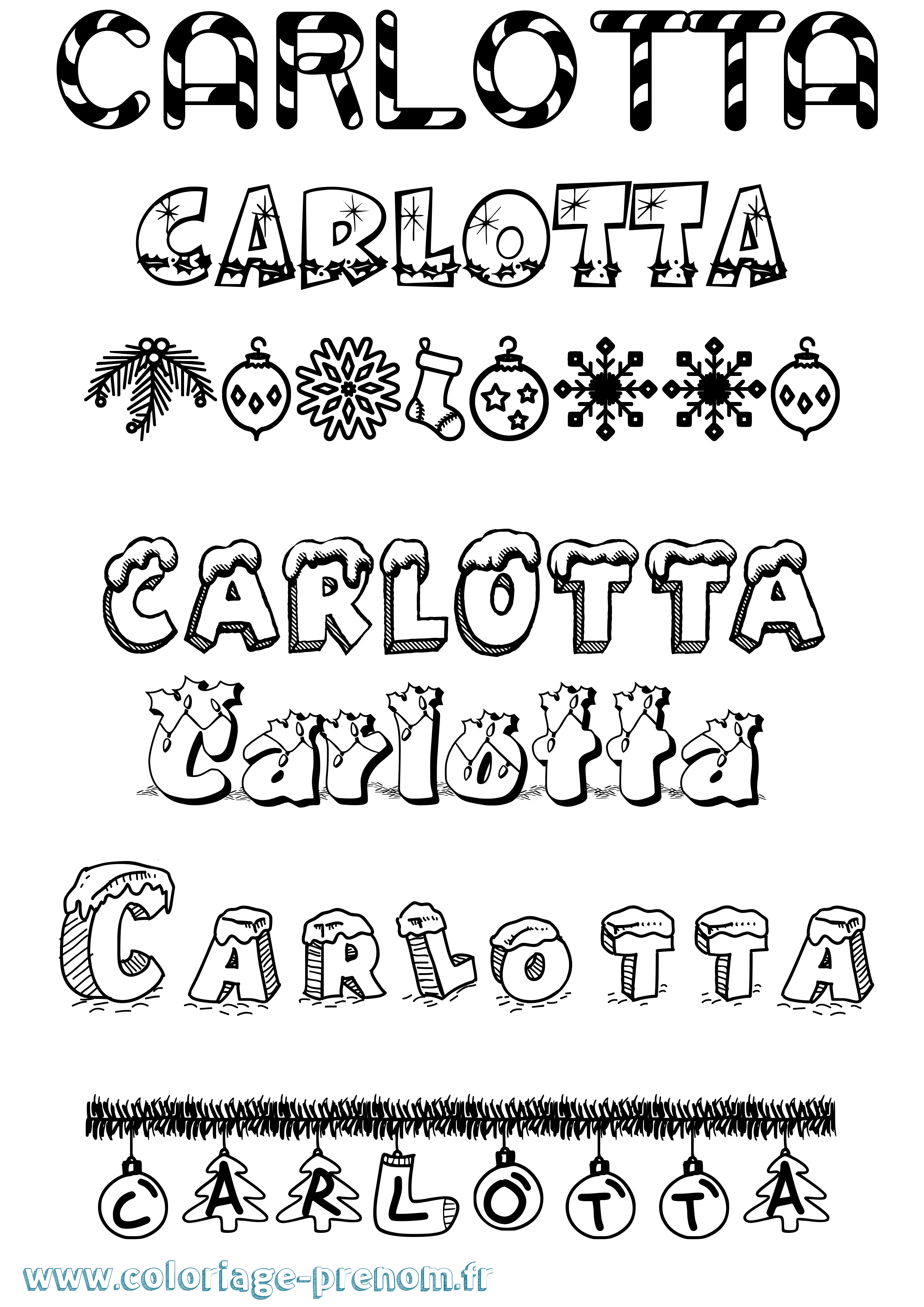 Coloriage prénom Carlotta Noël
