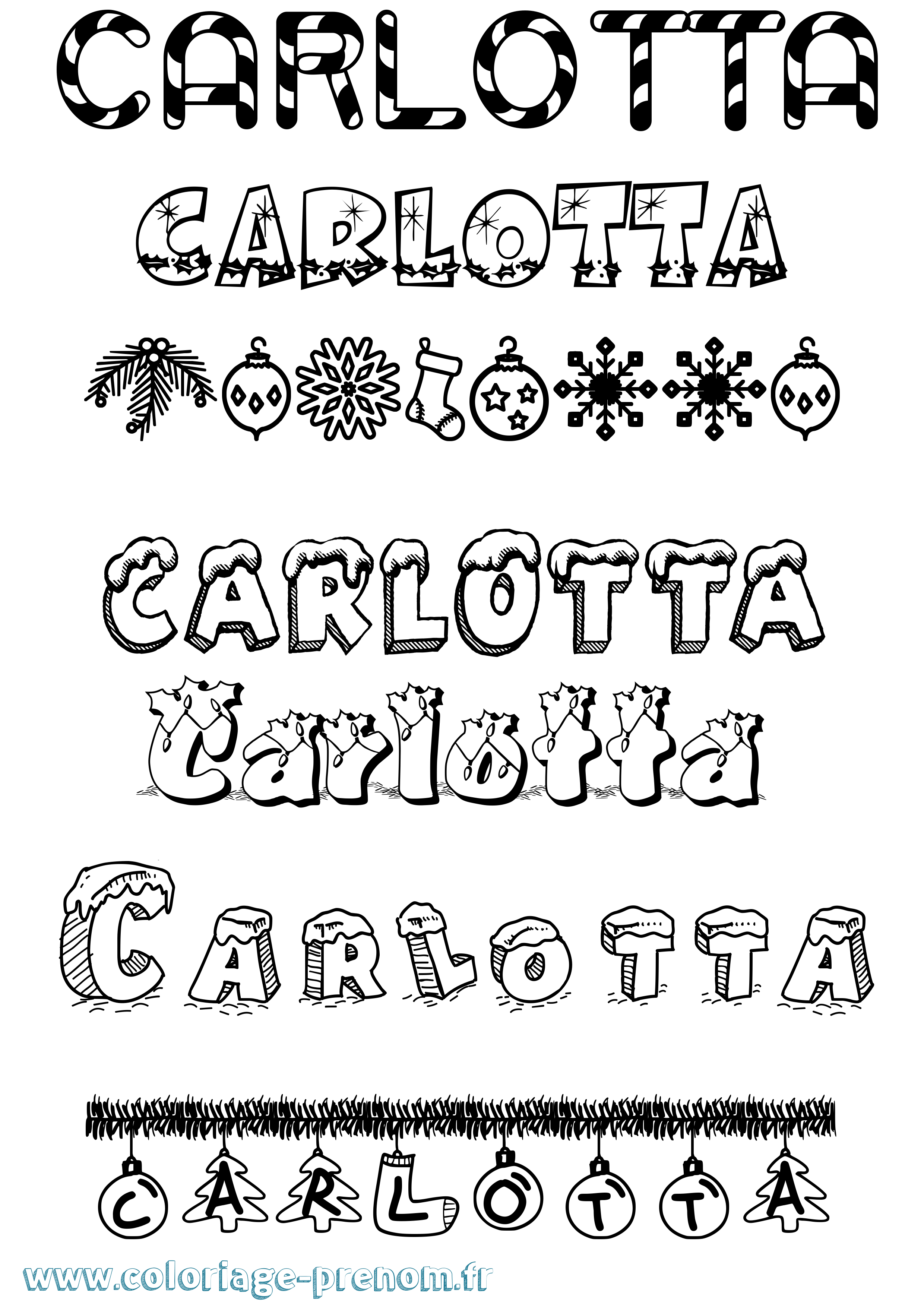 Coloriage Carlotta Noël Coloriage prénom Carlotta Noël