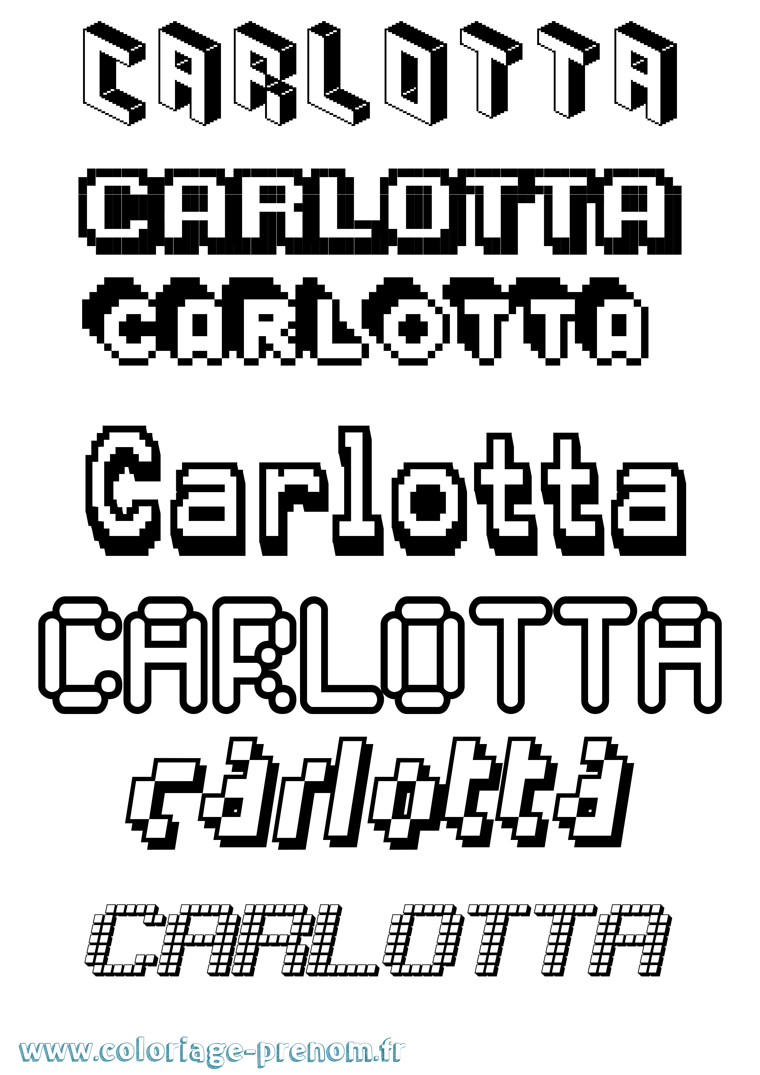 Coloriage prénom Carlotta Pixel