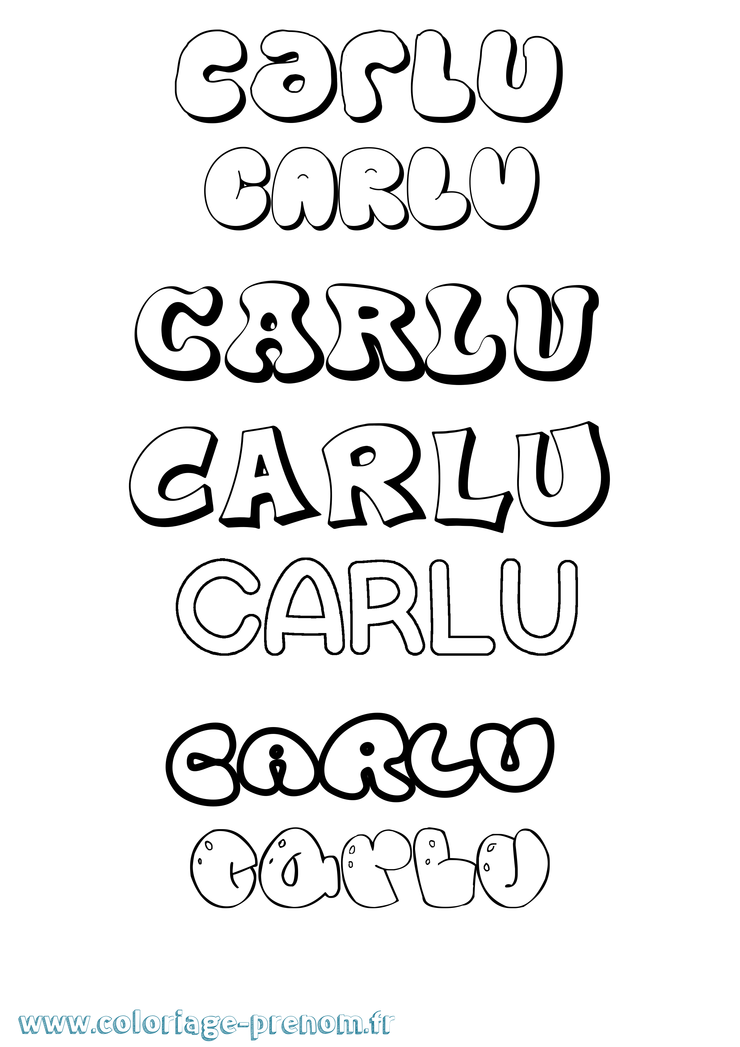 Coloriage prénom Carlu Bubble