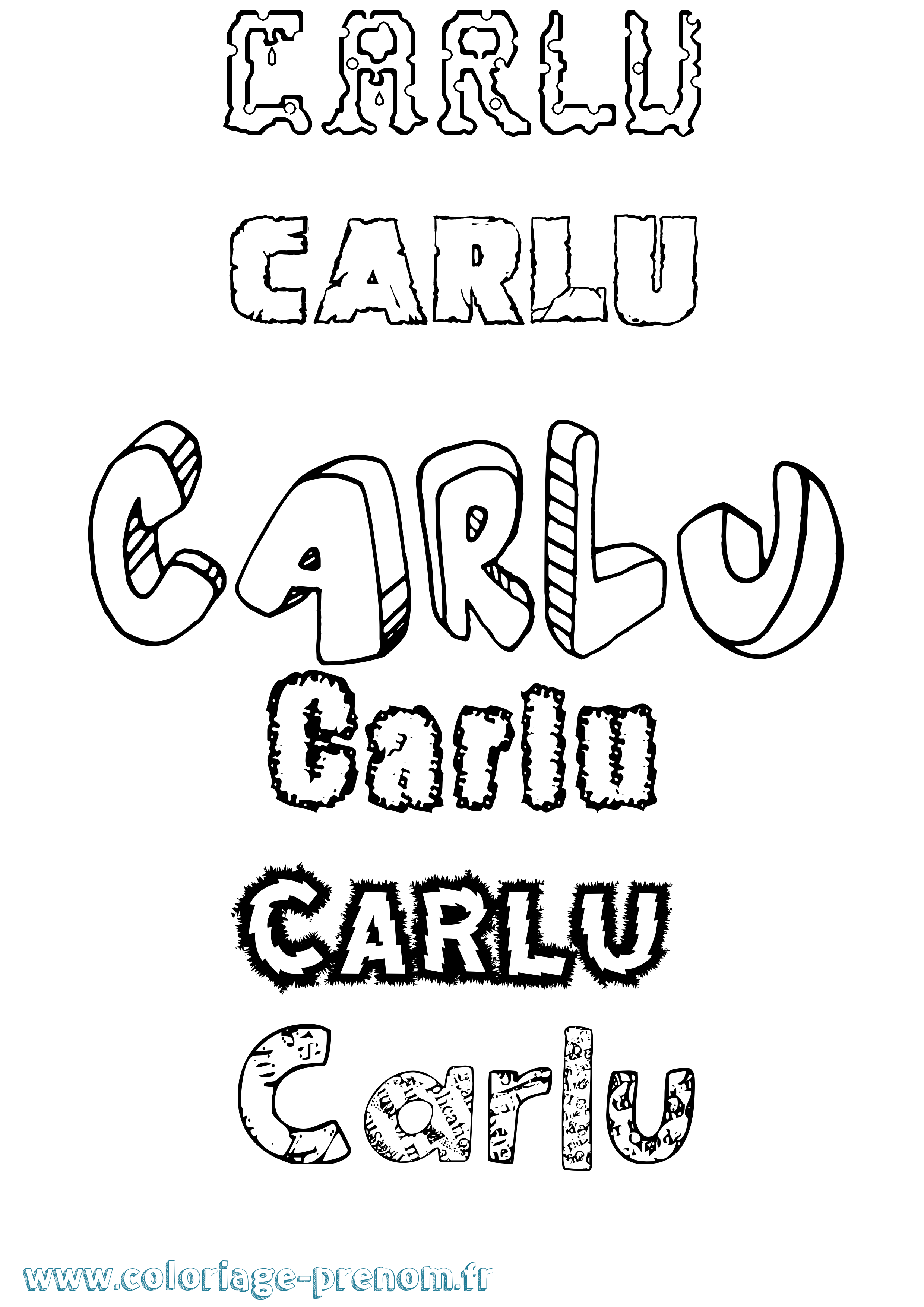 Coloriage prénom Carlu Destructuré