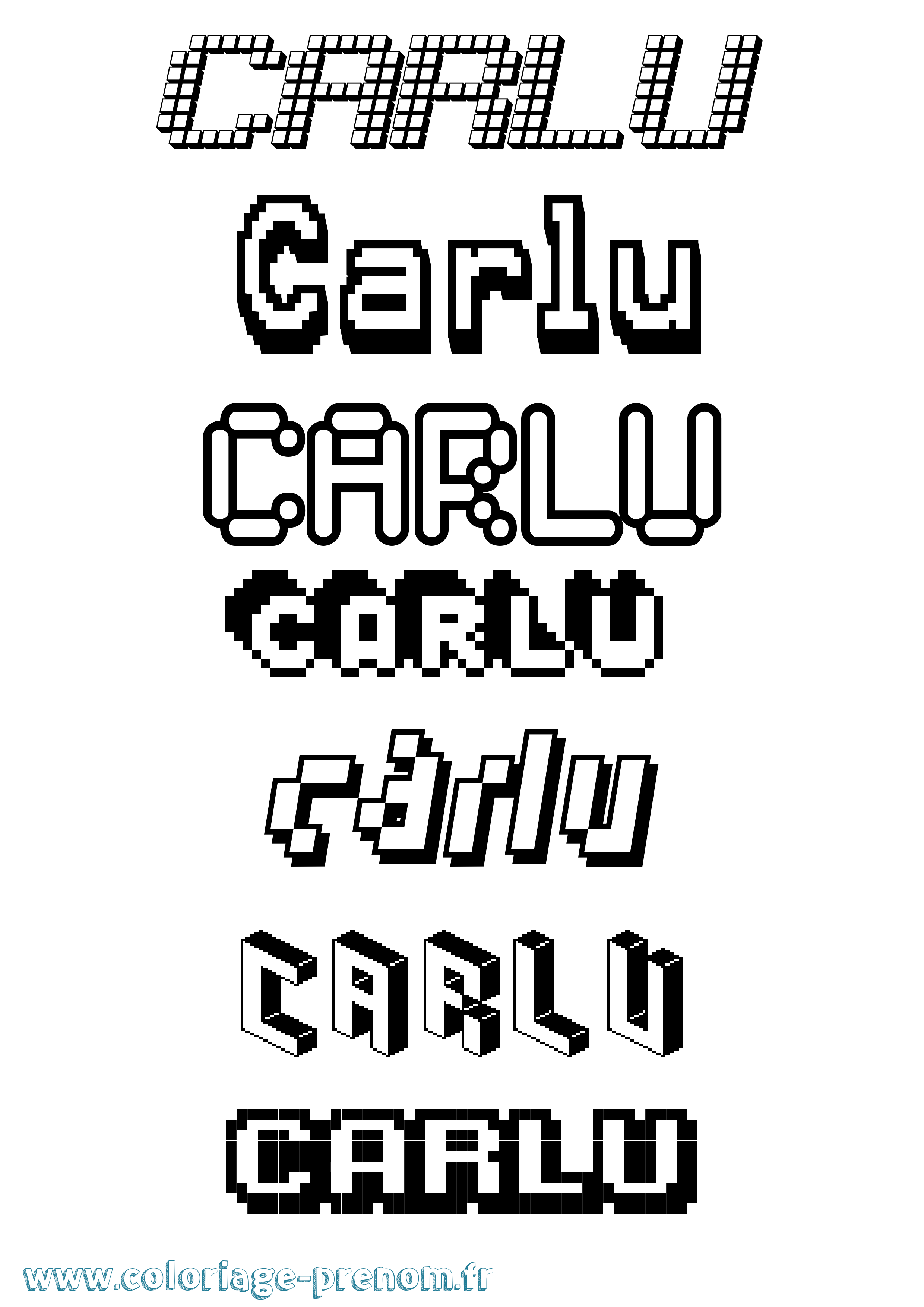 Coloriage prénom Carlu Pixel