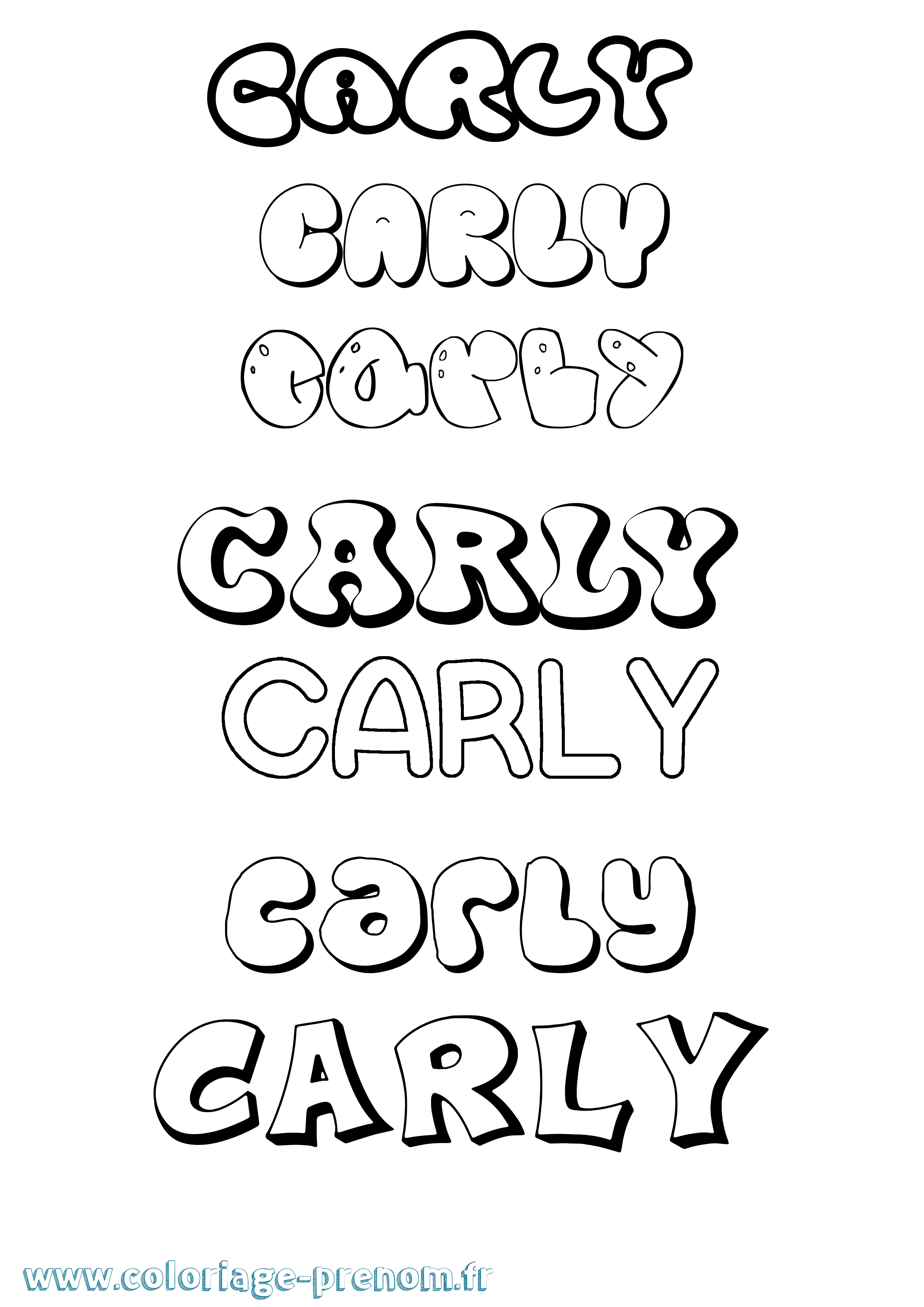 Coloriage prénom Carly Bubble