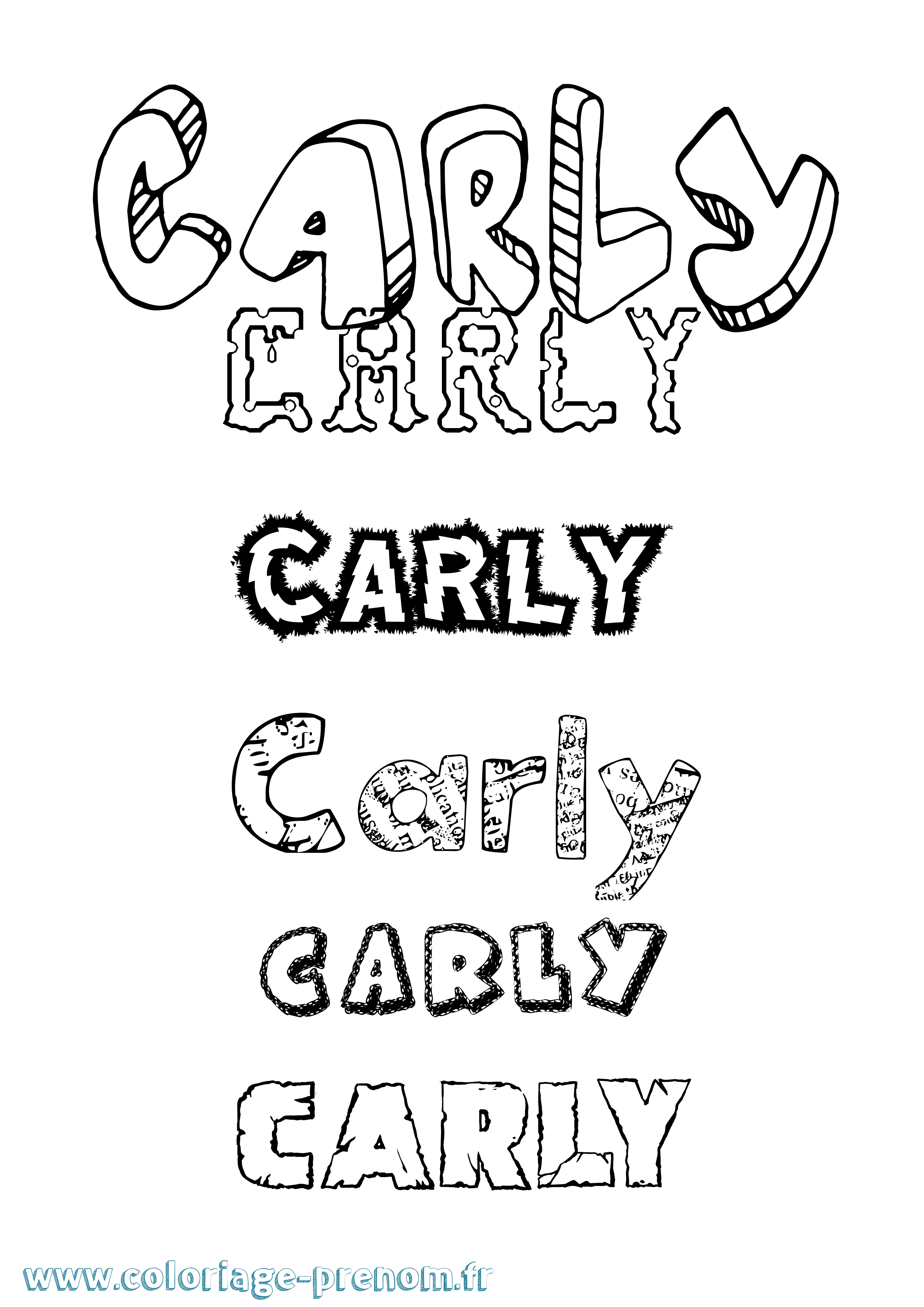 Coloriage prénom Carly Destructuré