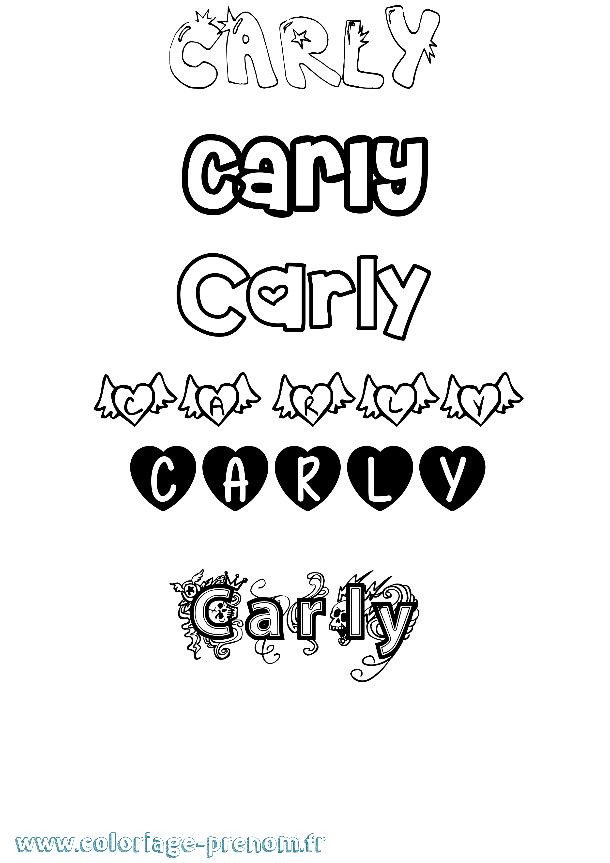 Coloriage prénom Carly Girly