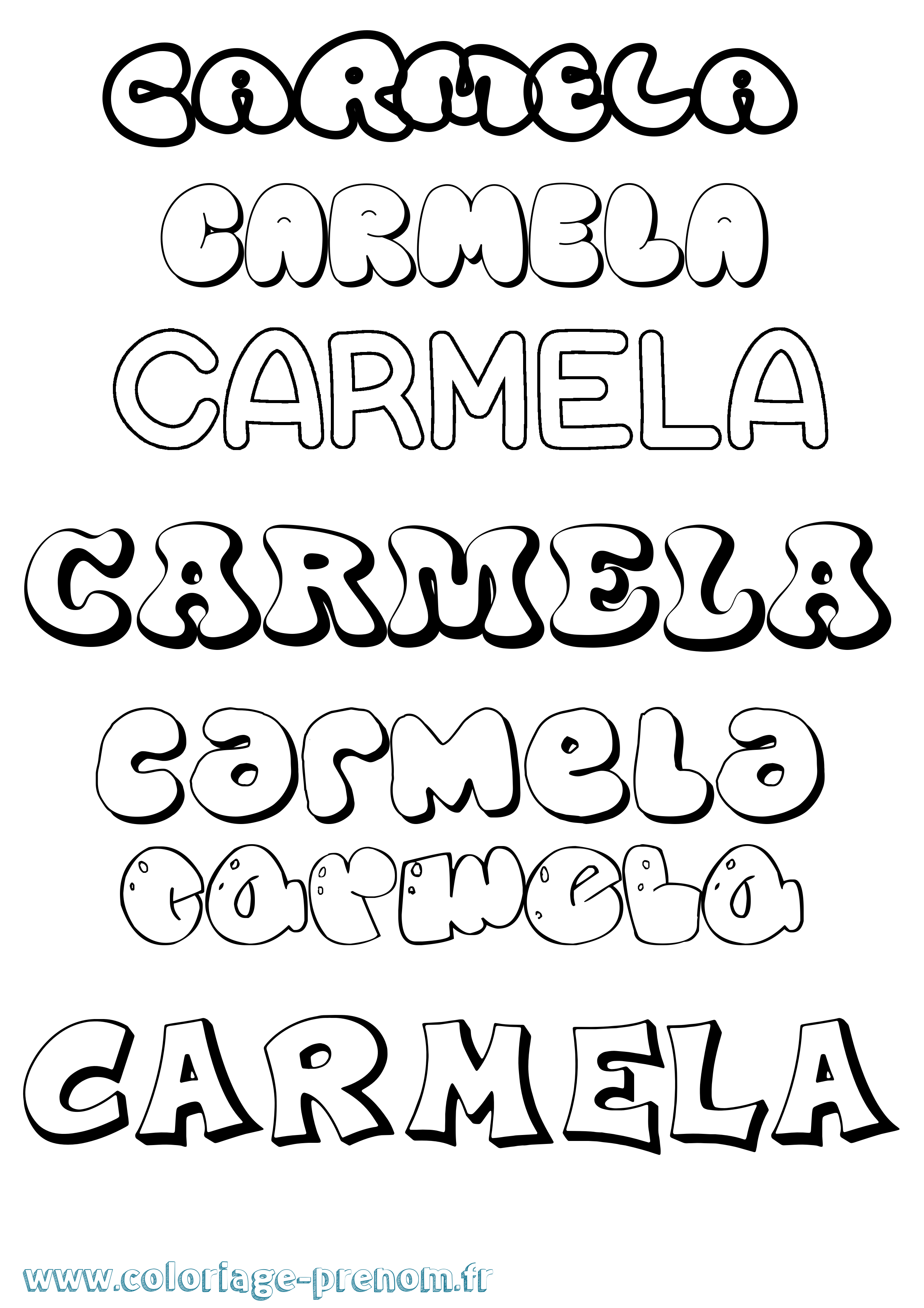 Coloriage Carmela Bubble Coloriage prénom Carmela Bubble