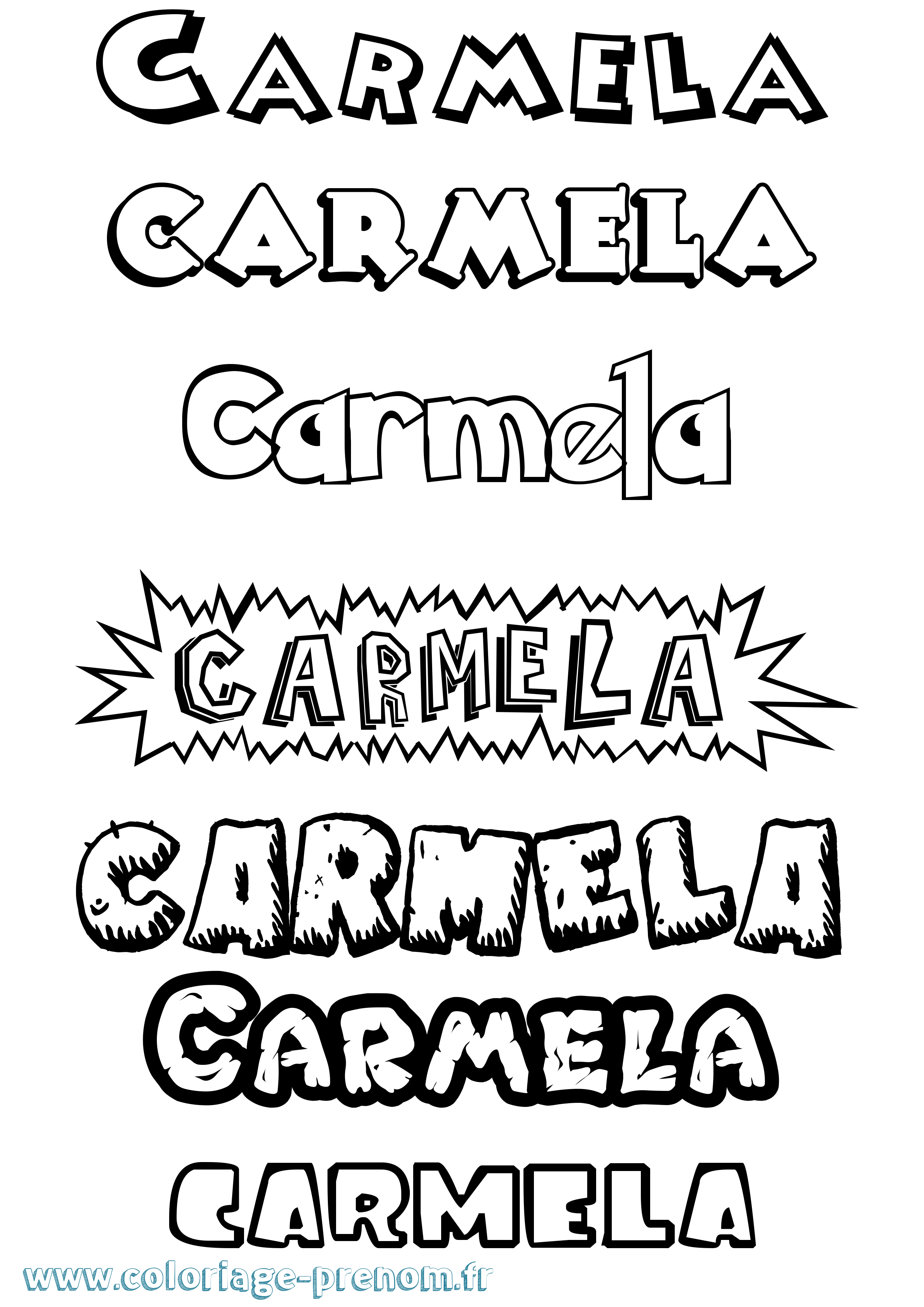 Coloriage Carmela Dessin Animé Coloriage prénom Carmela Dessin Animé