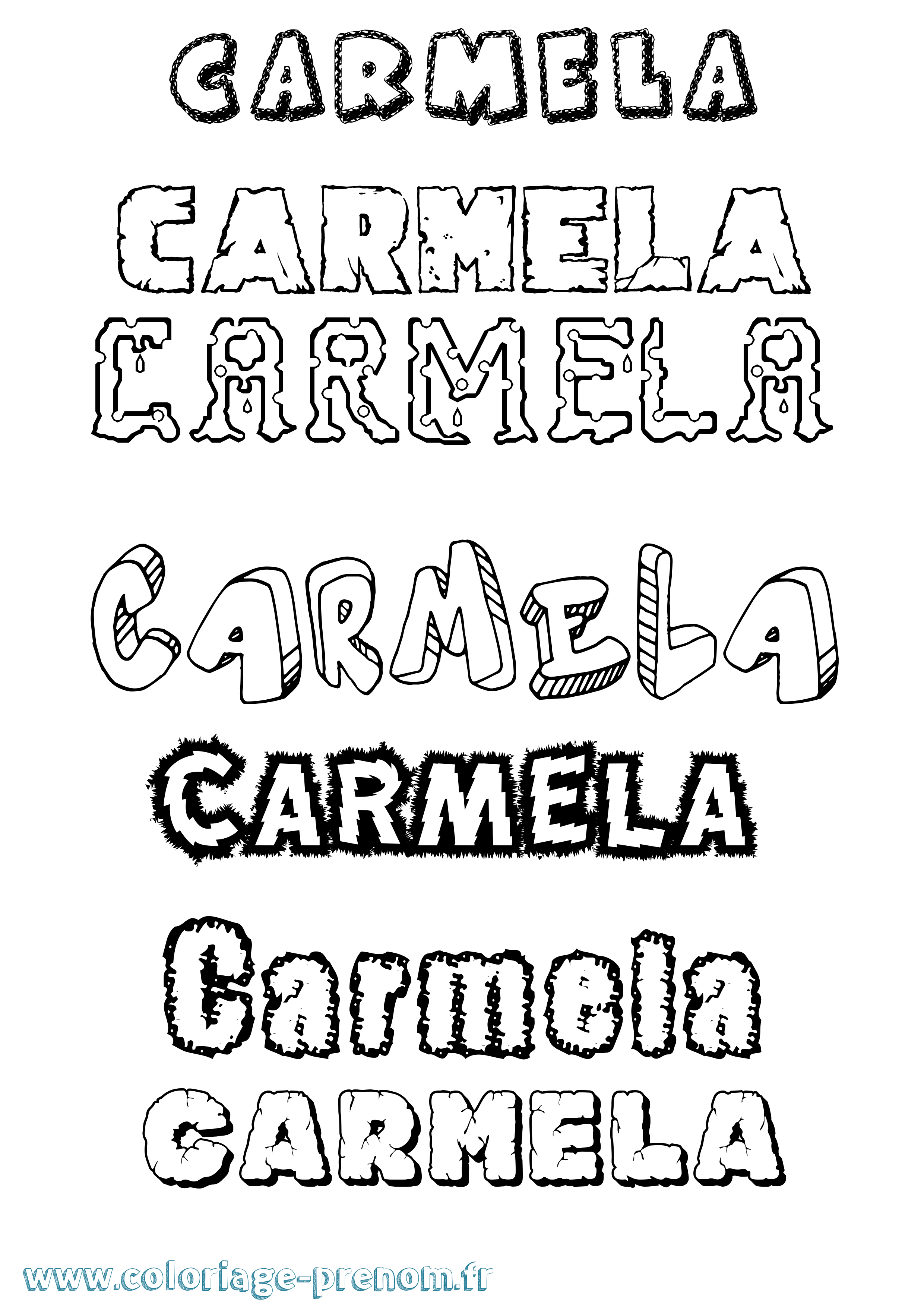 Coloriage Carmela Destructuré Coloriage prénom Carmela Destructuré
