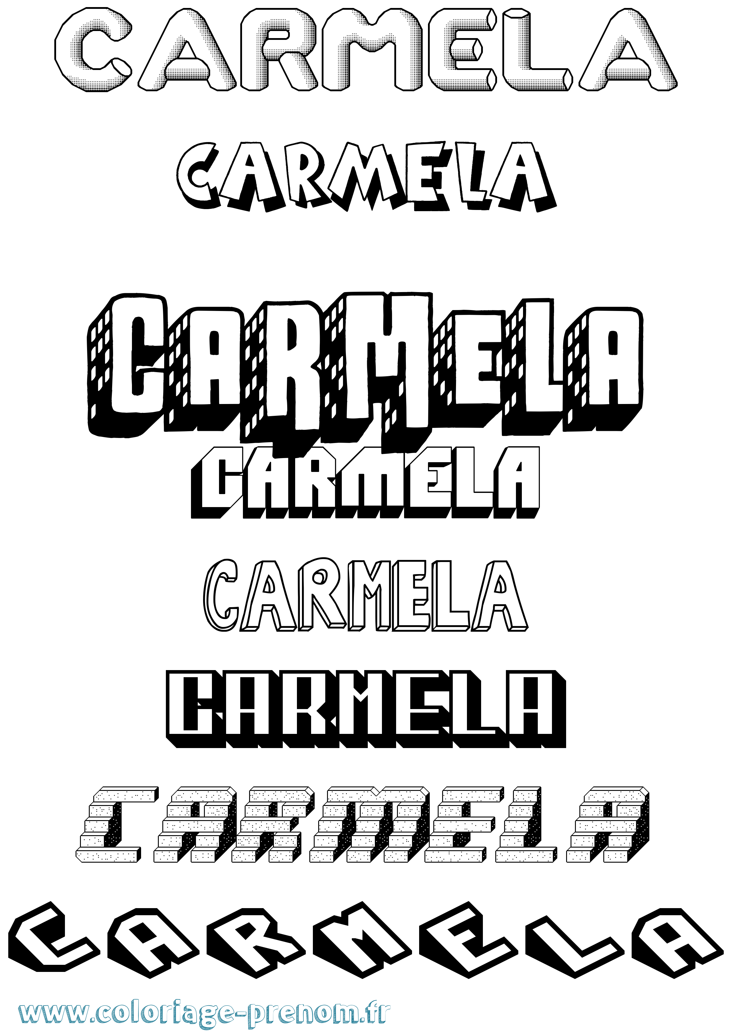 Coloriage Carmela Effet 3D Coloriage prénom Carmela Effet 3D