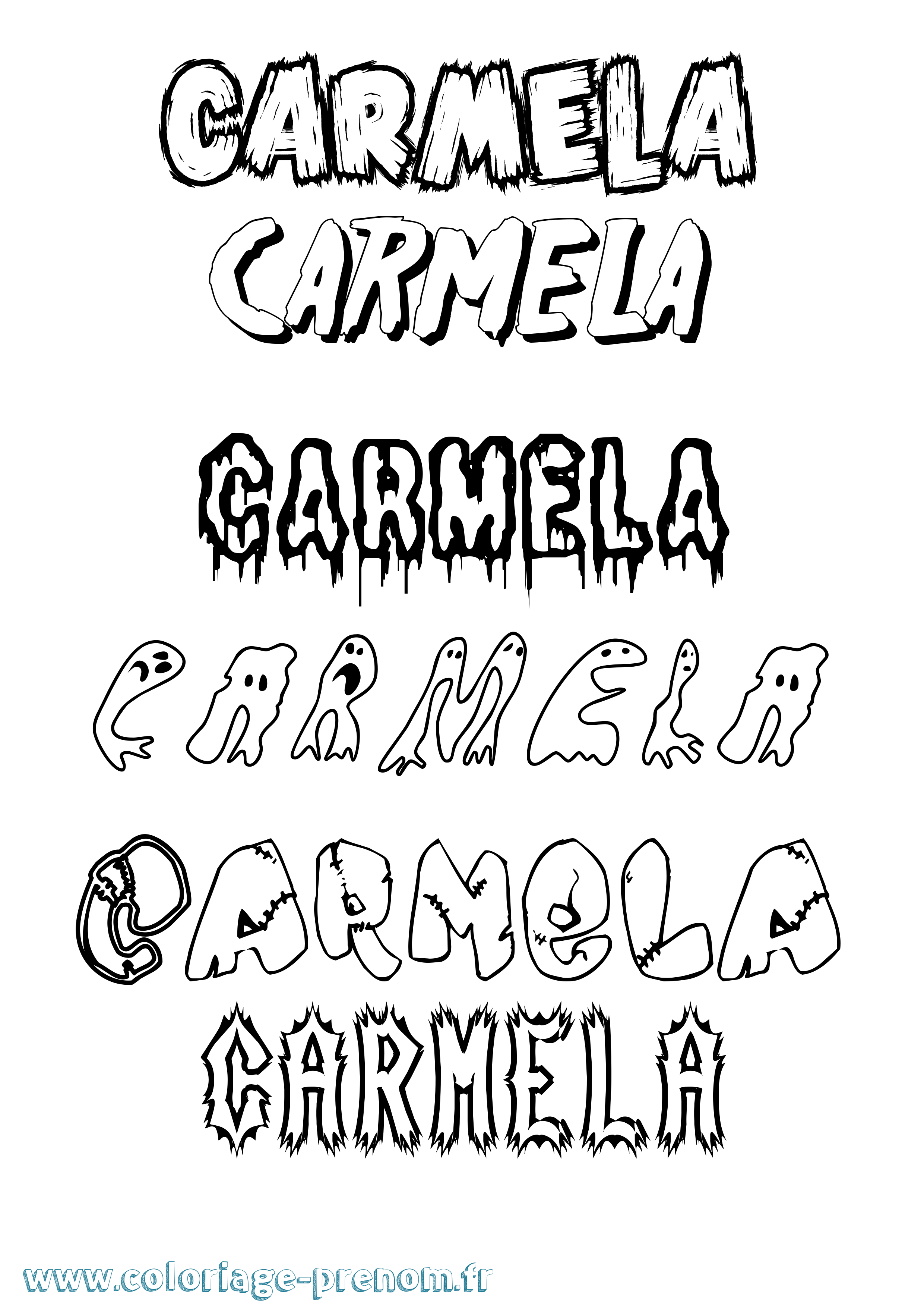 Coloriage prénom Carmela Frisson