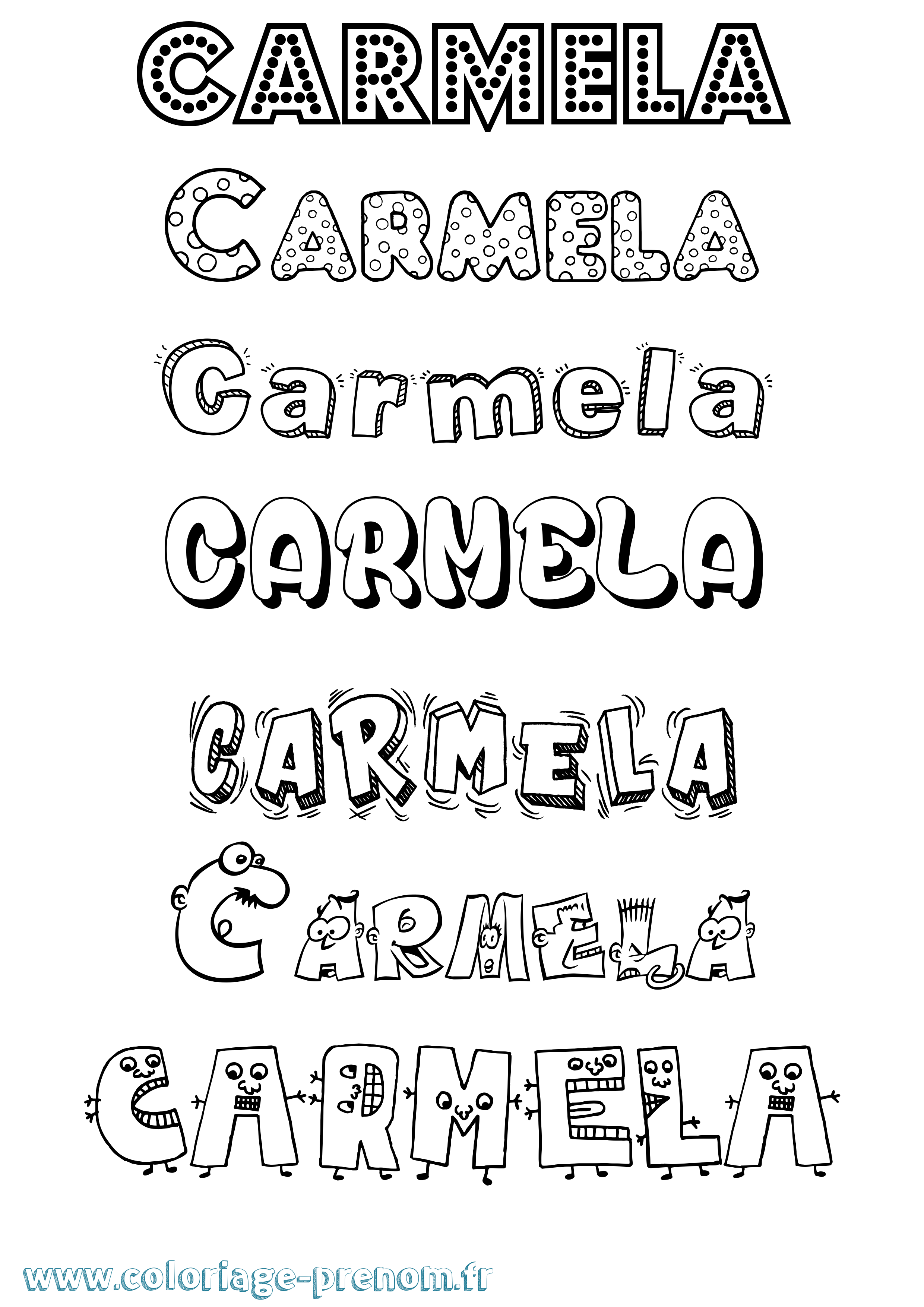 Coloriage prénom Carmela Fun