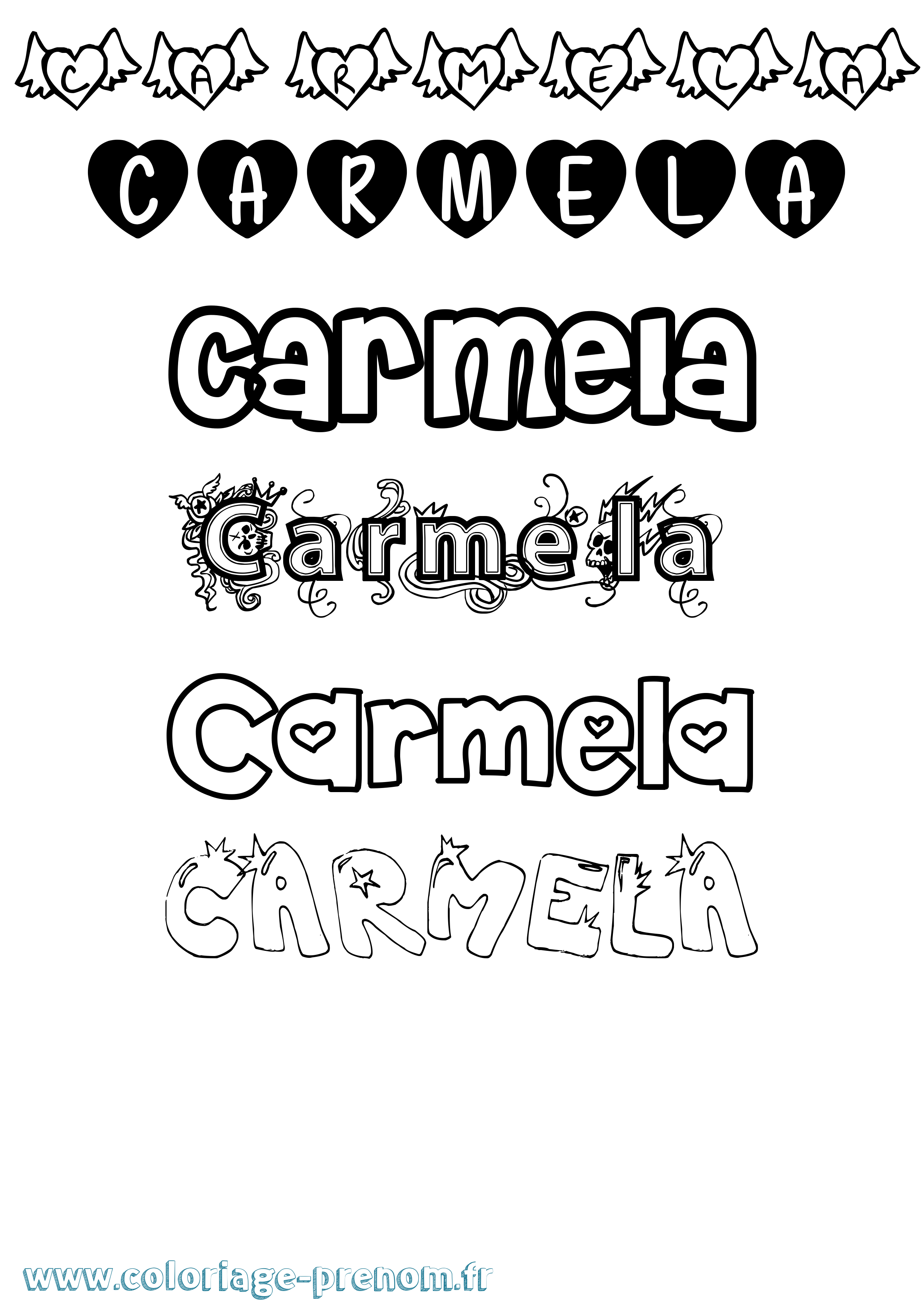 Coloriage prénom Carmela Girly
