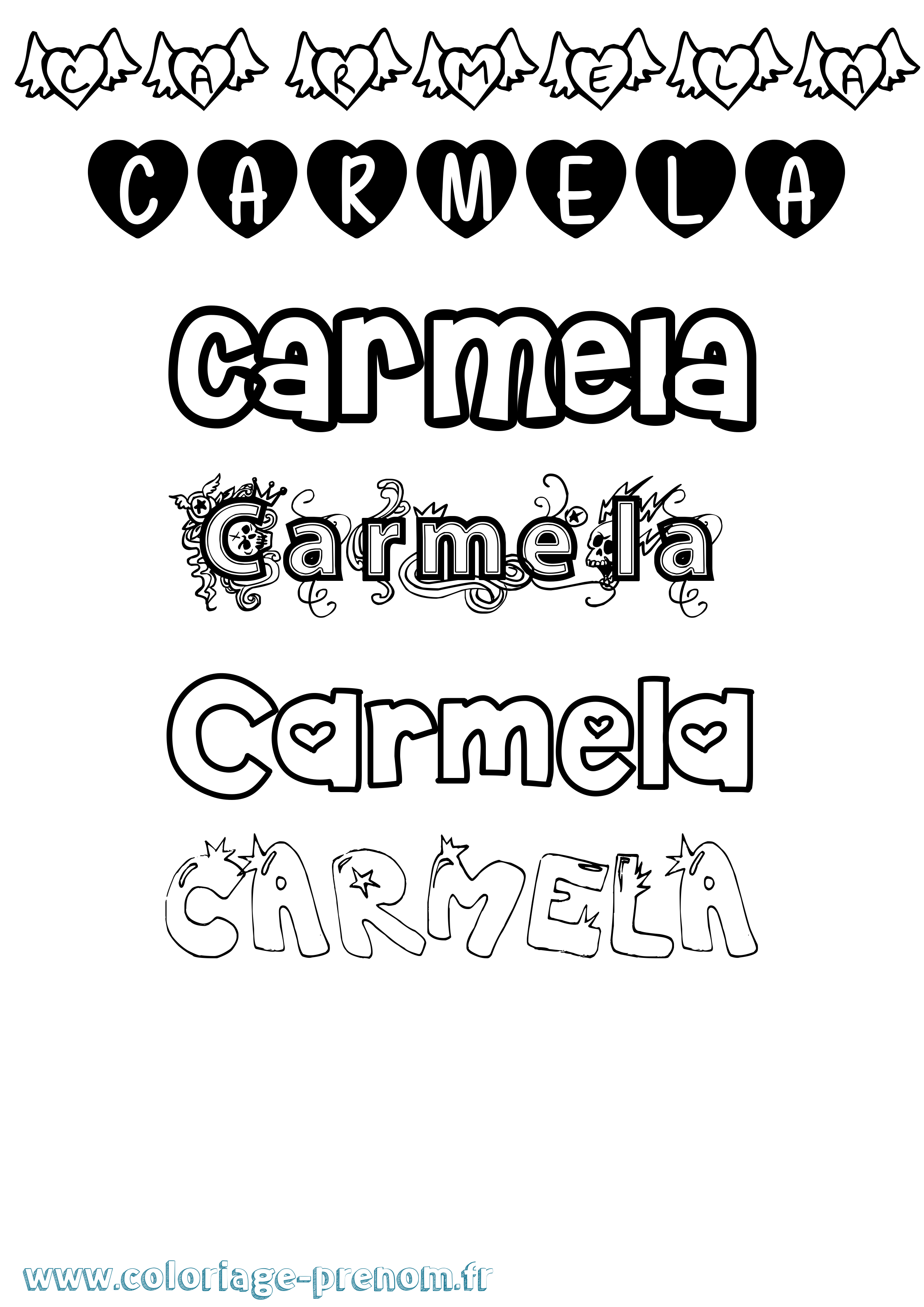 Coloriage Carmela Girly Coloriage prénom Carmela Girly