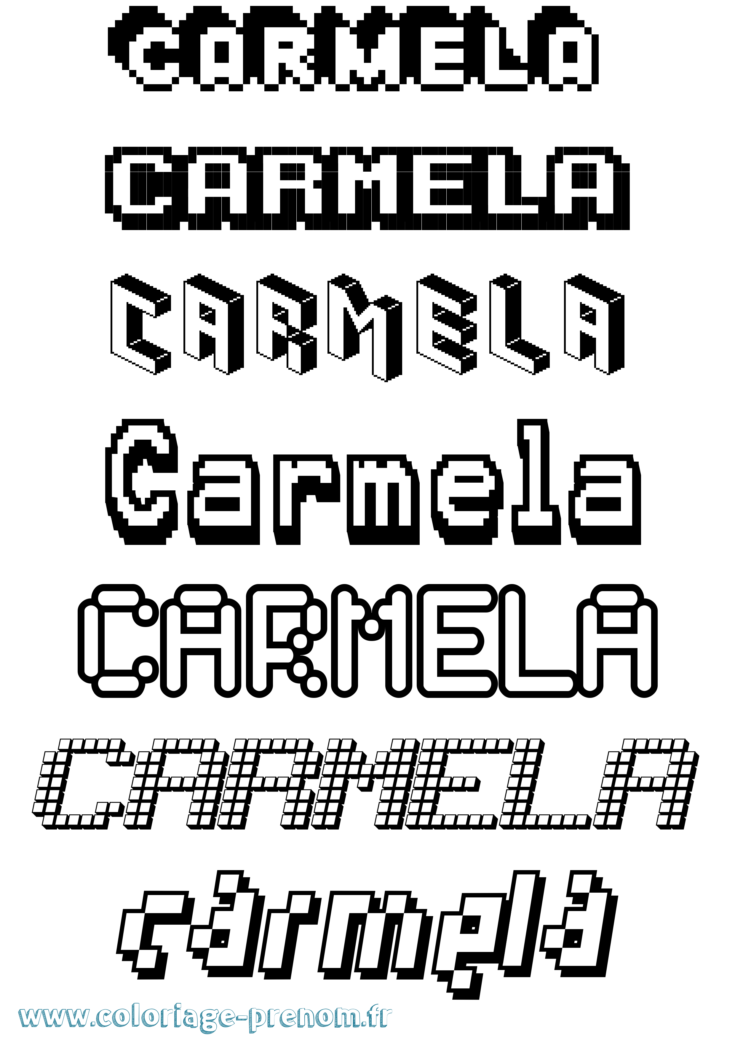 Coloriage Carmela Pixel Coloriage prénom Carmela Pixel