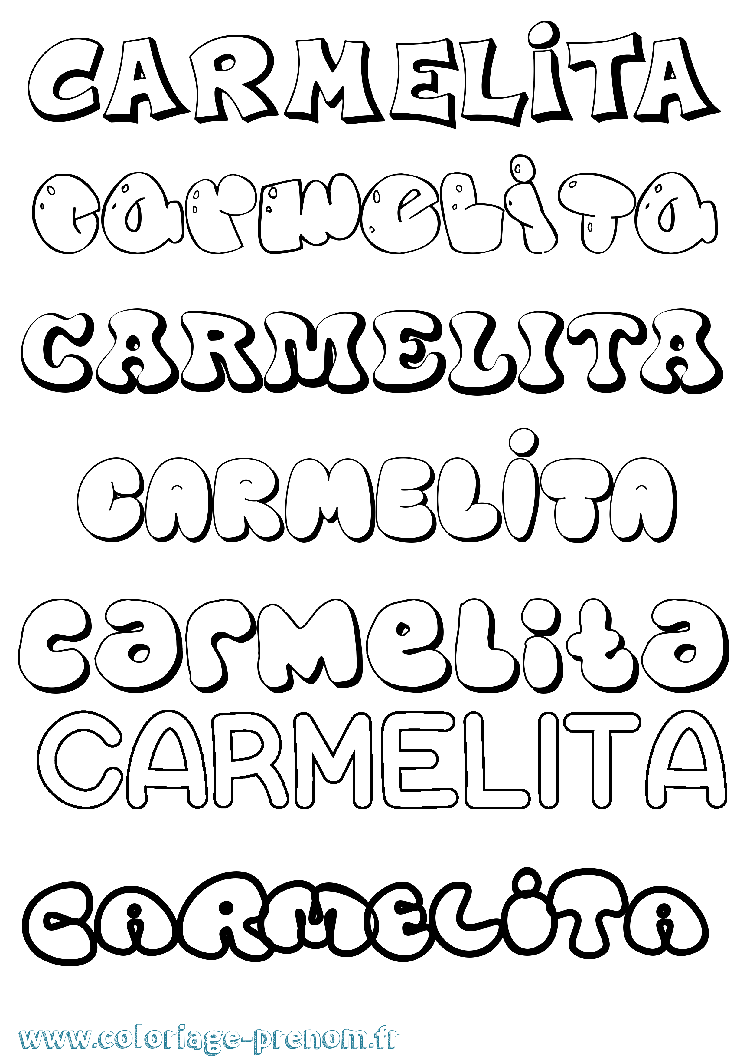 Coloriage prénom Carmelita Bubble