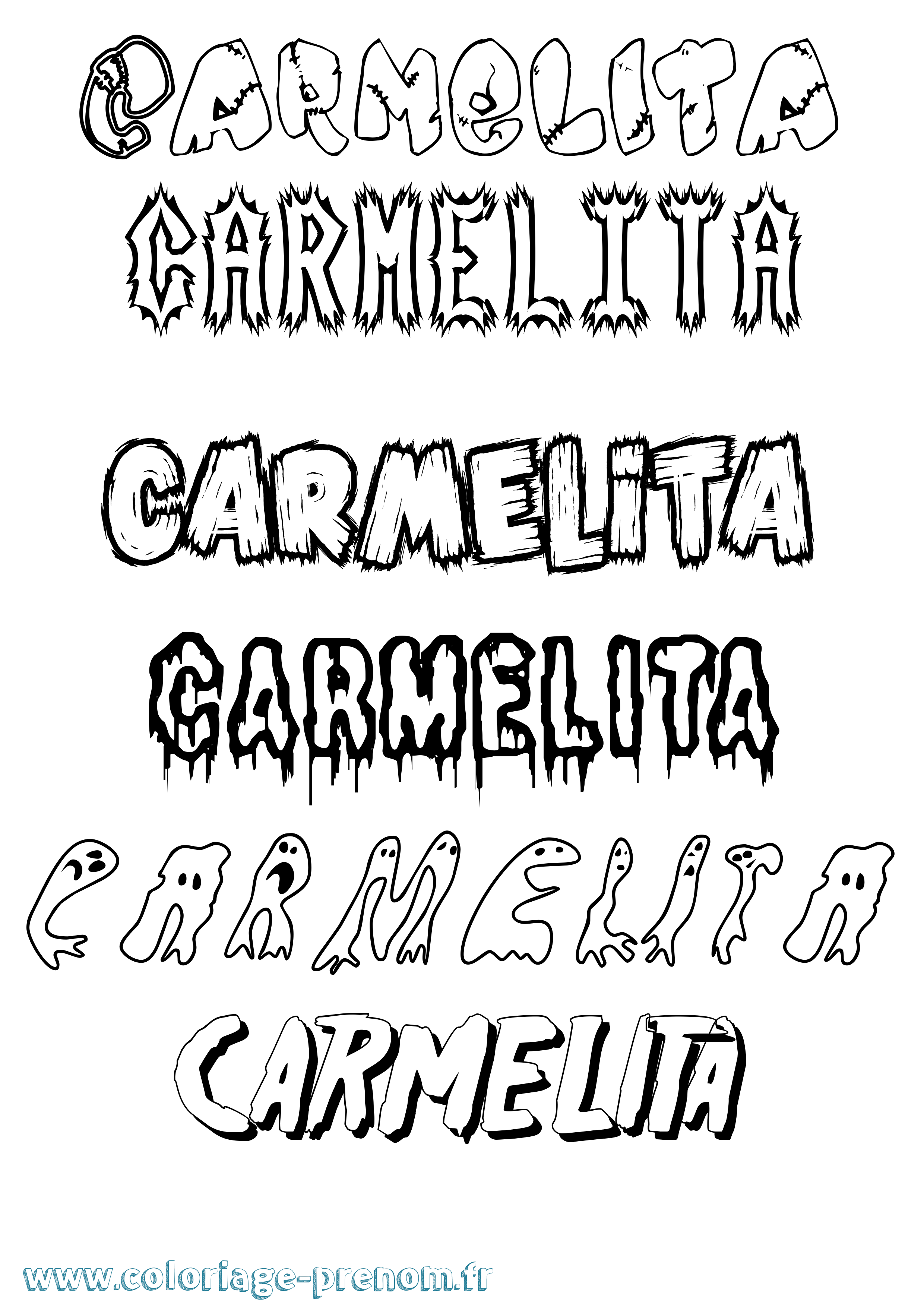 Coloriage prénom Carmelita Frisson