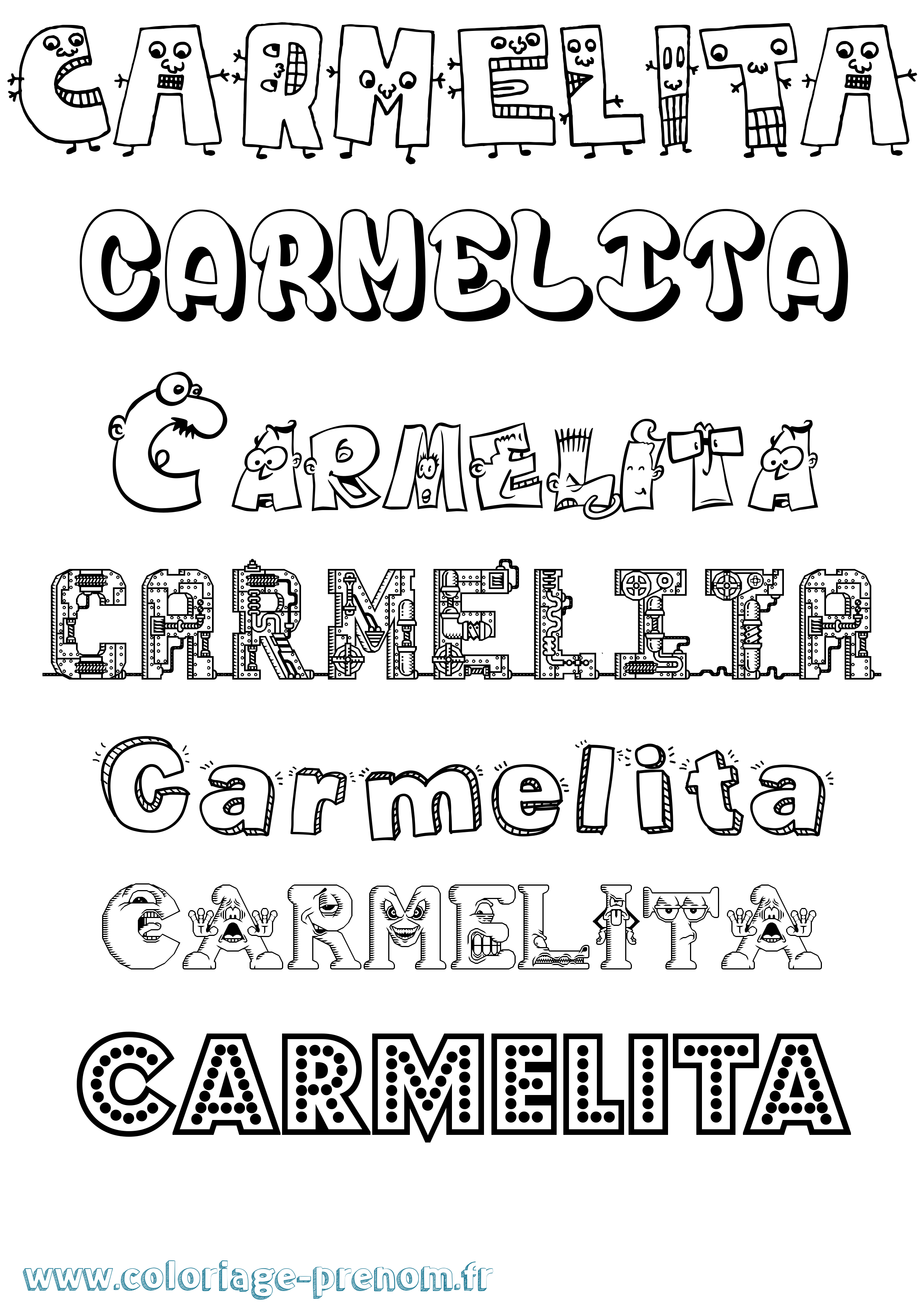 Coloriage prénom Carmelita Fun