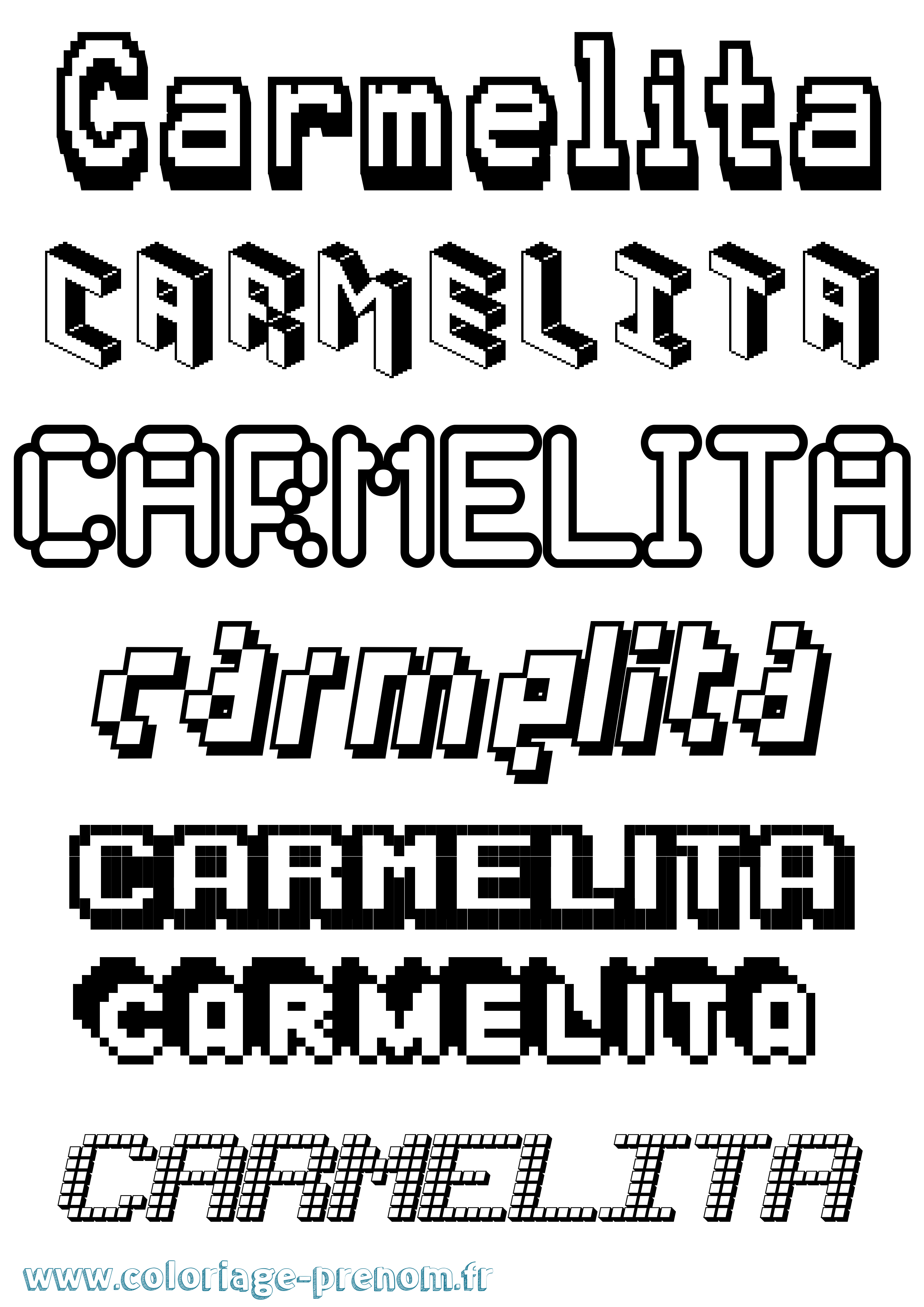 Coloriage prénom Carmelita Pixel