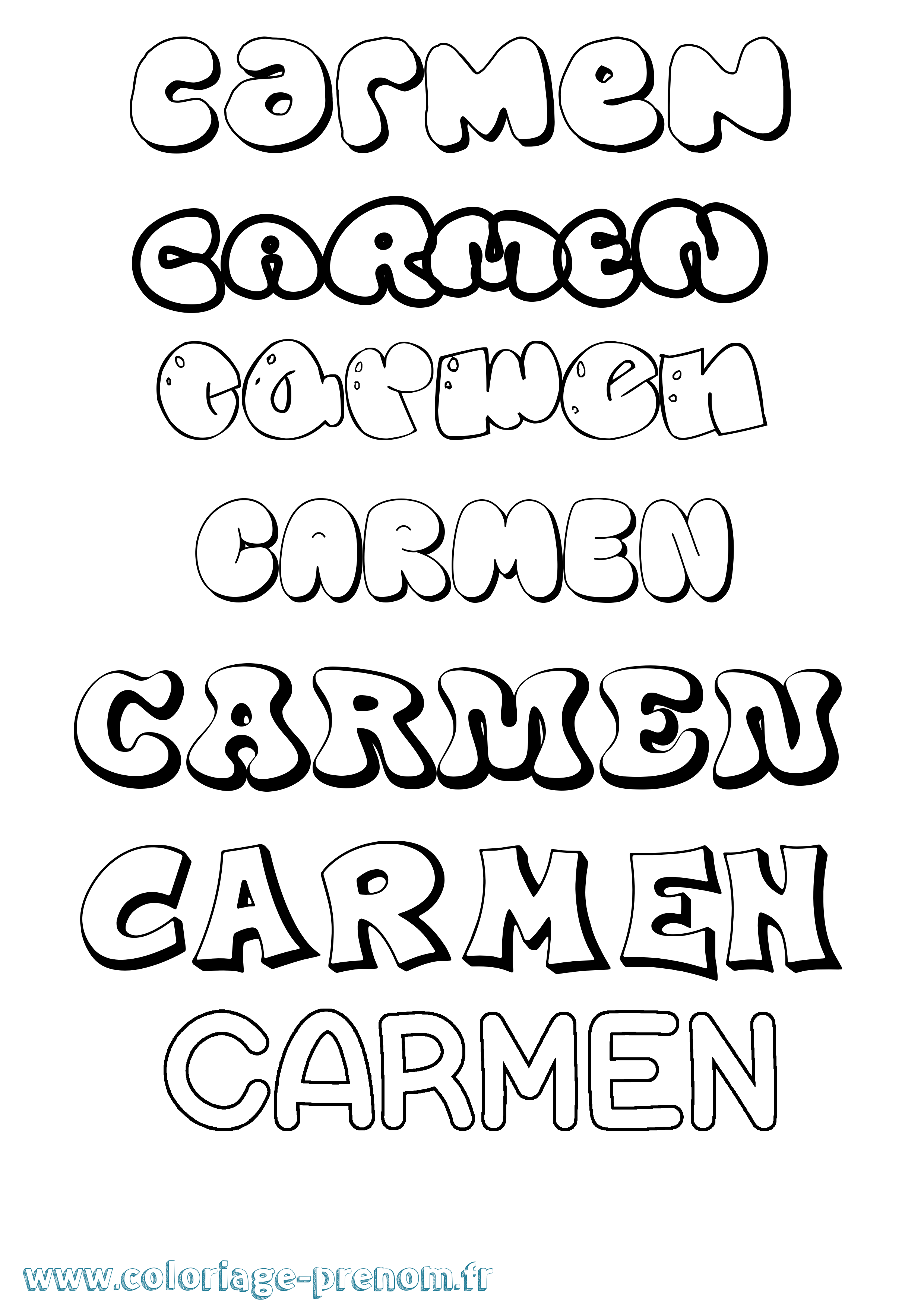 Coloriage prénom Carmen Bubble
