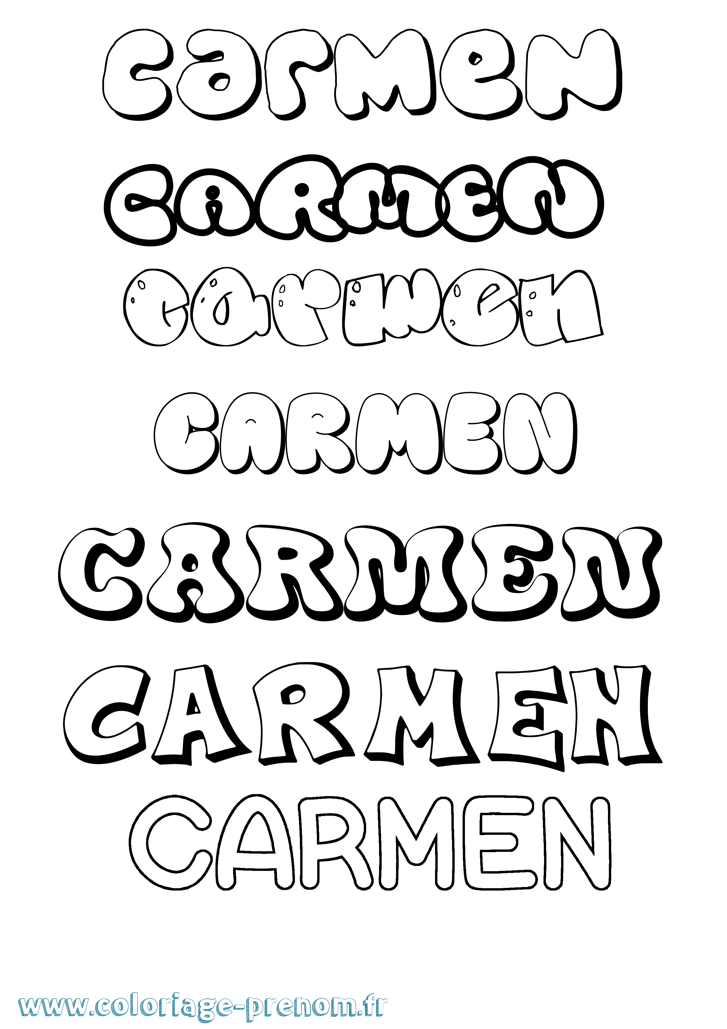 Coloriage Carmen Bubble Coloriage prénom Carmen Bubble