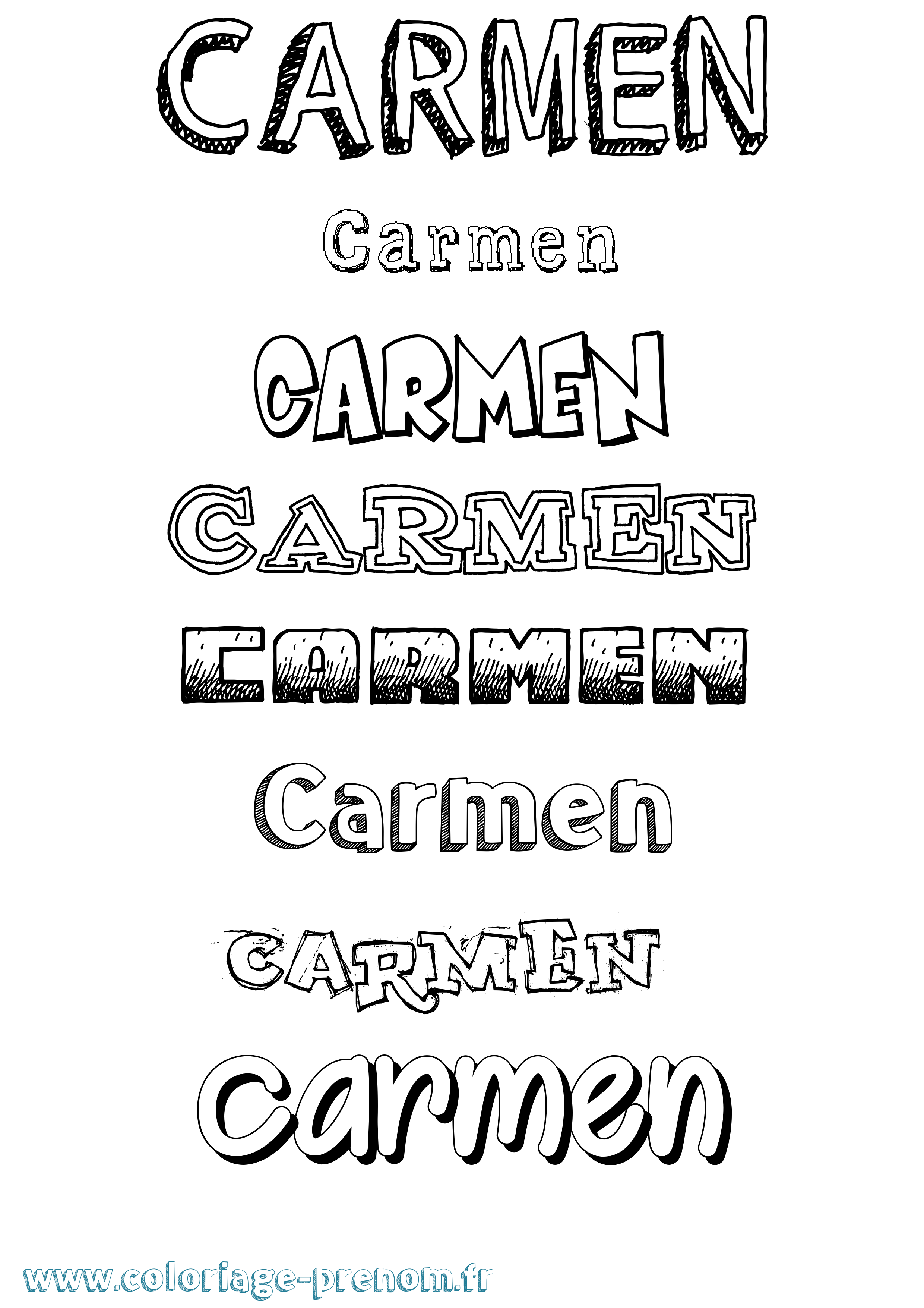 Coloriage prénom Carmen Dessiné