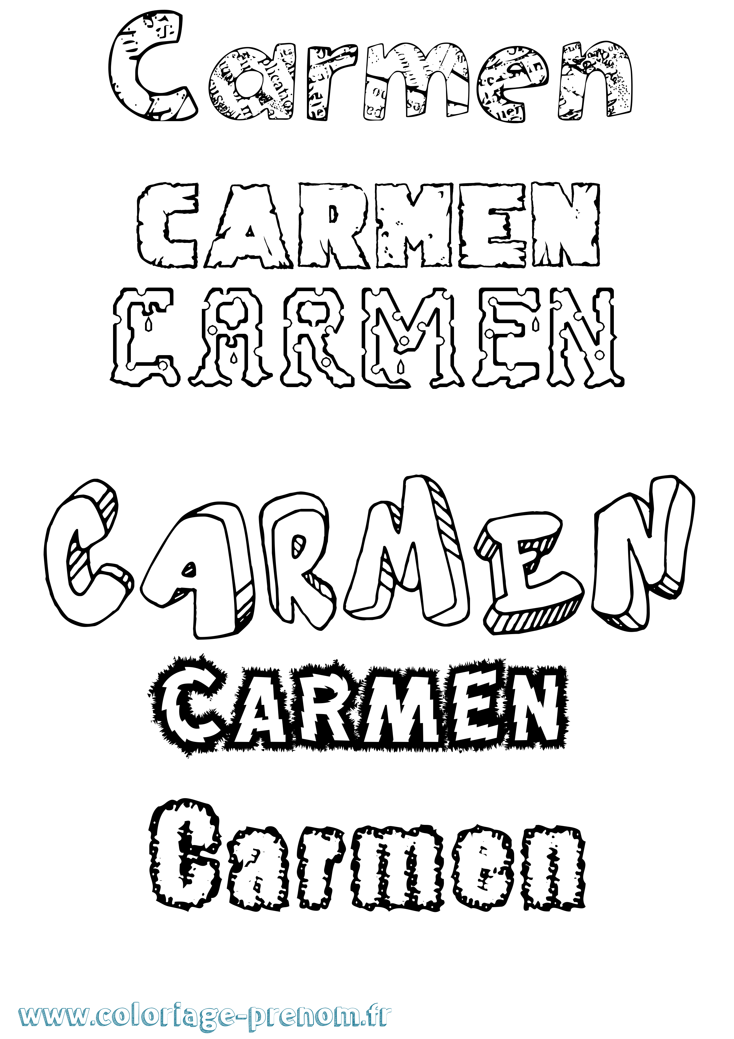 Coloriage Carmen Destructuré Coloriage prénom Carmen Destructuré